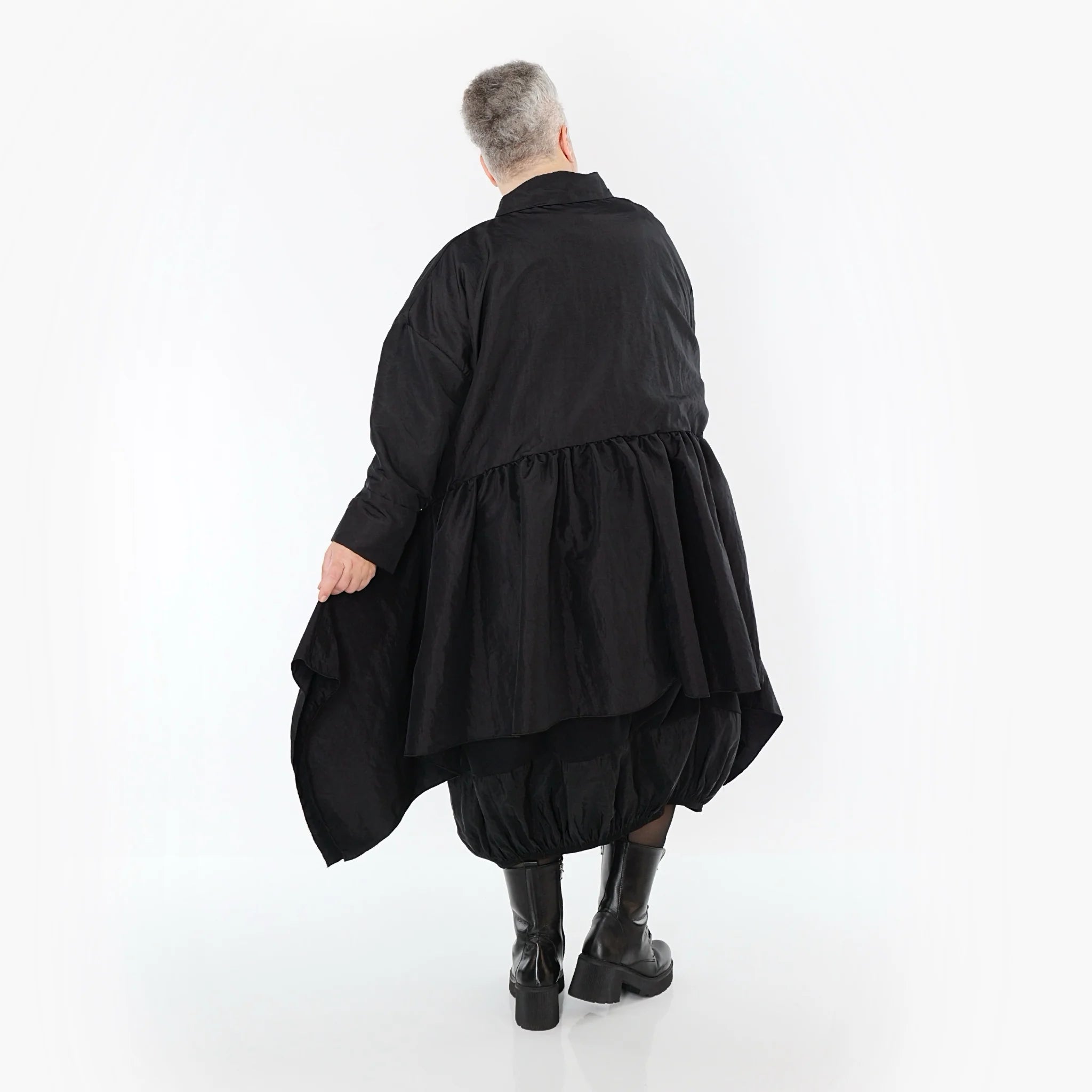  A-Form Jacke von AKH Premium aus Viskose, P107147, Schwarz, Ausgefallen, Zeitlos, Schick