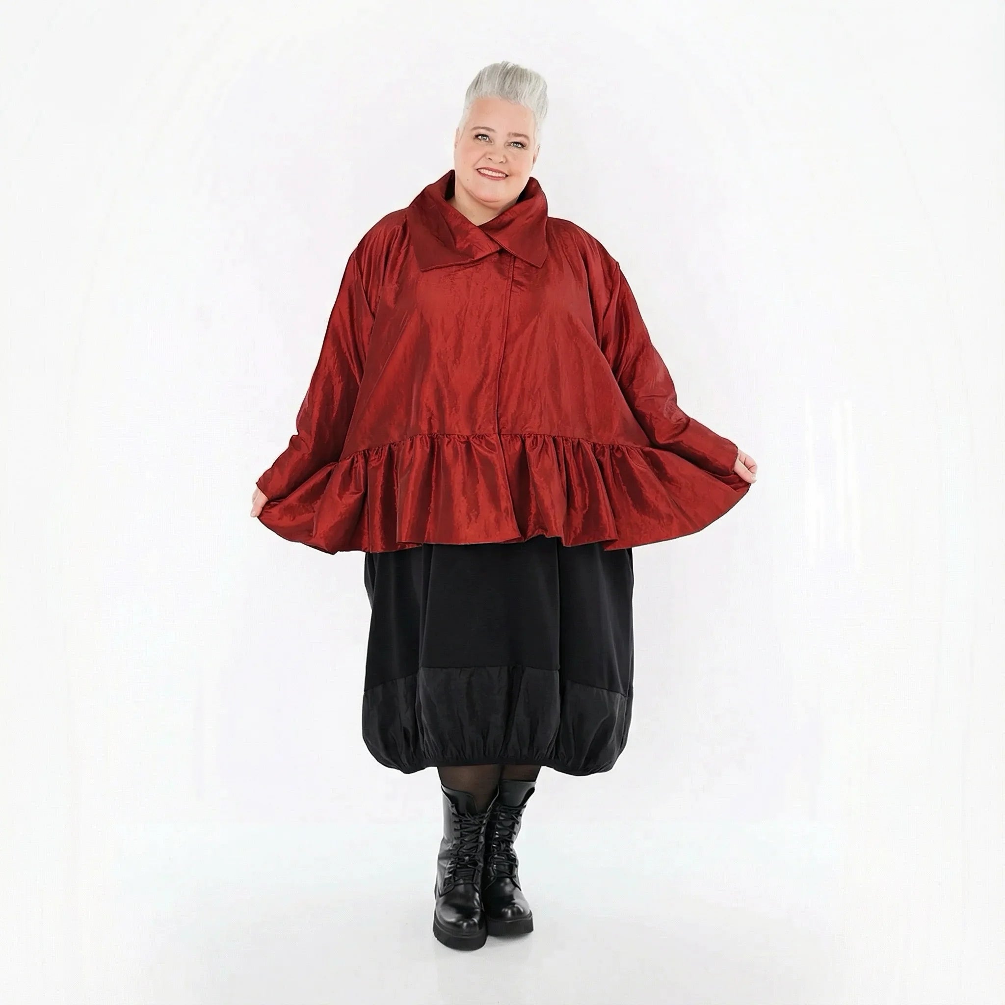  A-Form Jacke von AKH Premium aus Viskose, P107166, Dunkelrot, Ausgefallen, Zeitlos, Schick