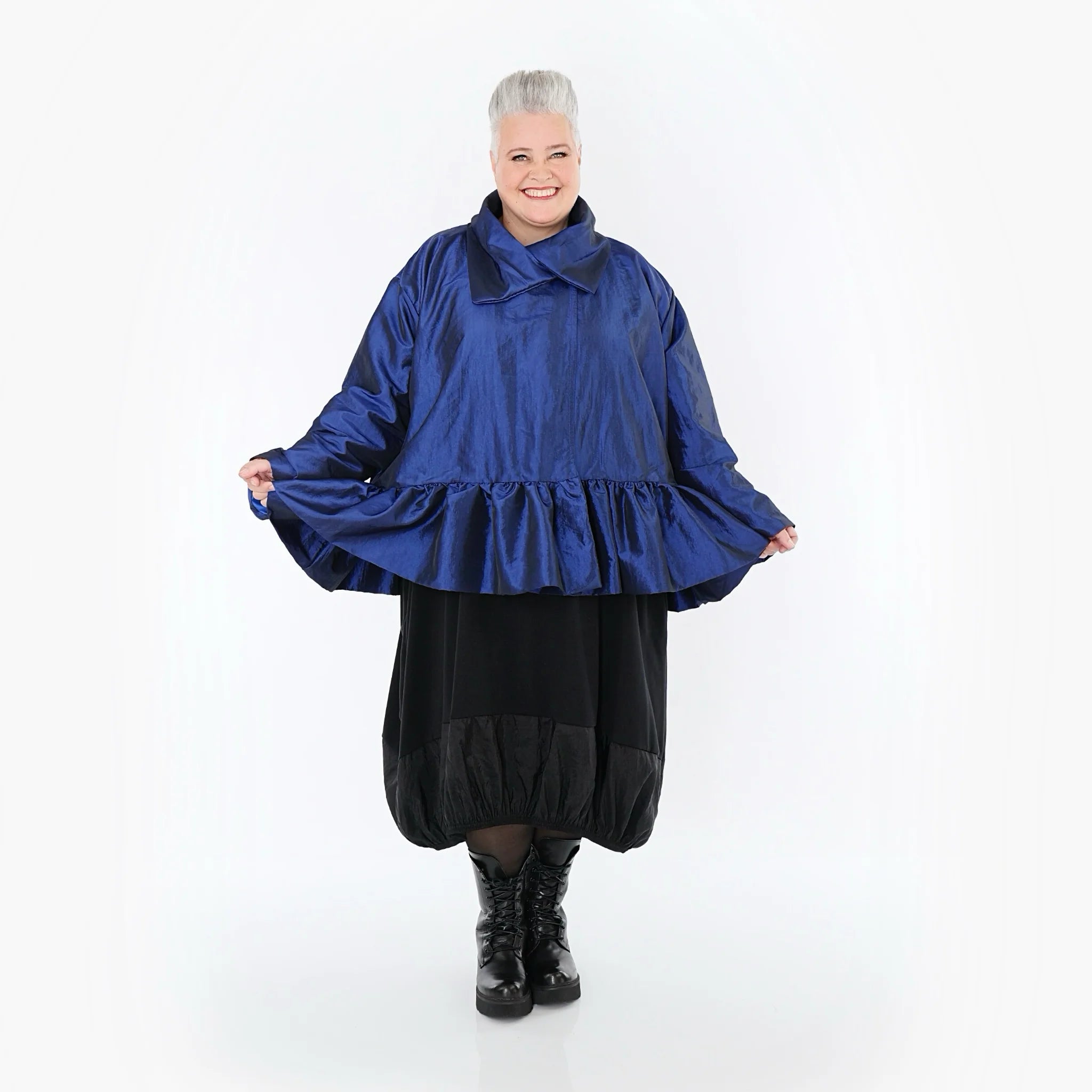  A-Form Jacke von AKH Premium aus Viskose, P107166, Royalblau, Ausgefallen, Zeitlos, Schick