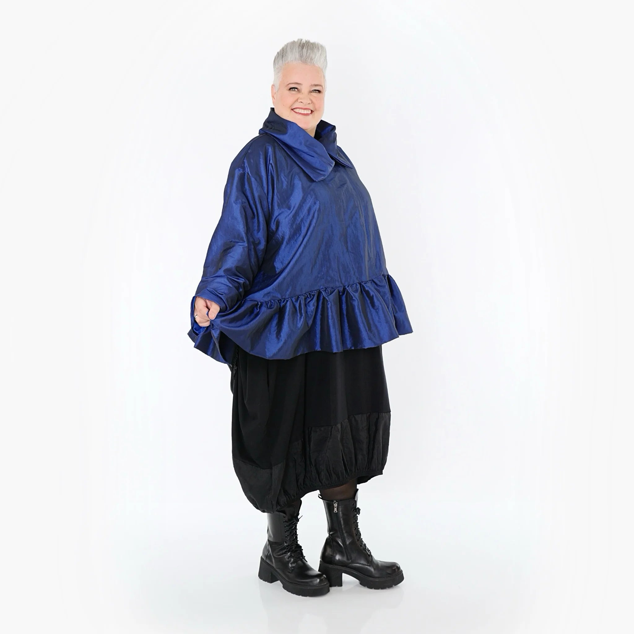  A-Form Jacke von AKH Premium aus Viskose, P107166, Royalblau, Ausgefallen, Zeitlos, Schick