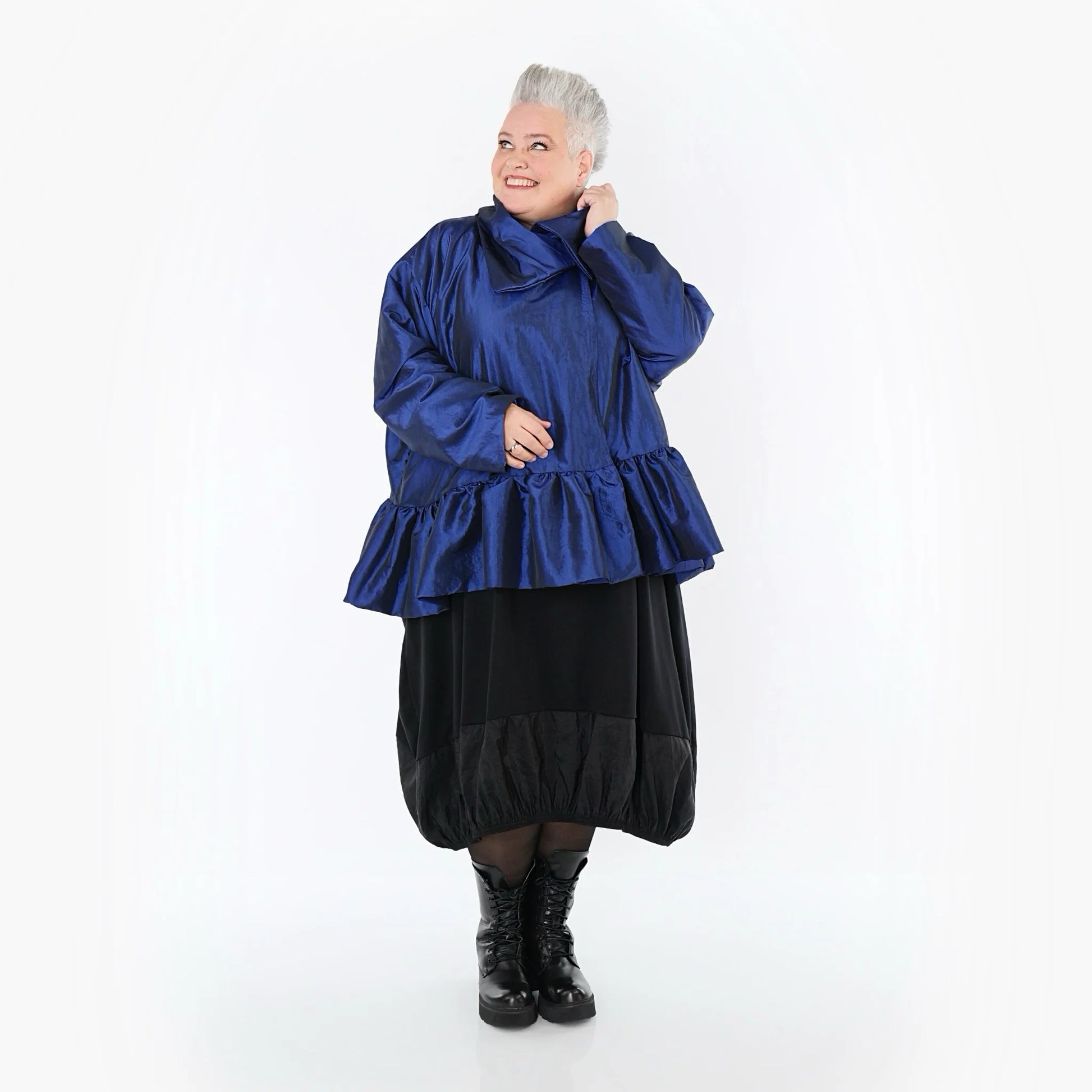  A-Form Jacke von AKH Premium aus Viskose, P107166, Royalblau, Ausgefallen, Zeitlos, Schick