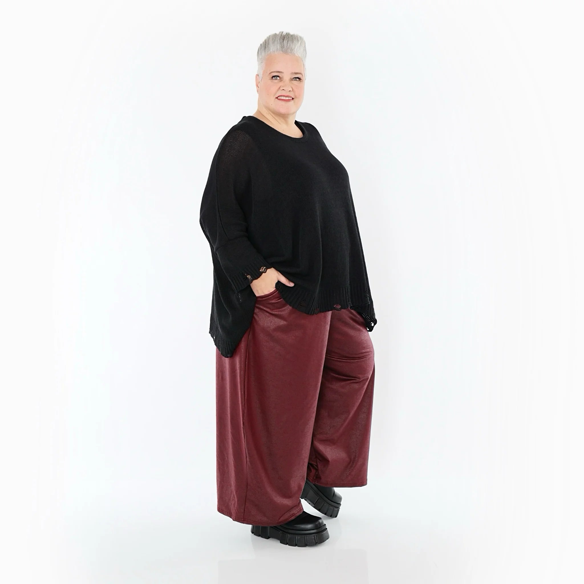  Ballonhose von AKH Premium aus Materialmix, P1027.7126, Weinrot, Ausgefallen, Zeitlos