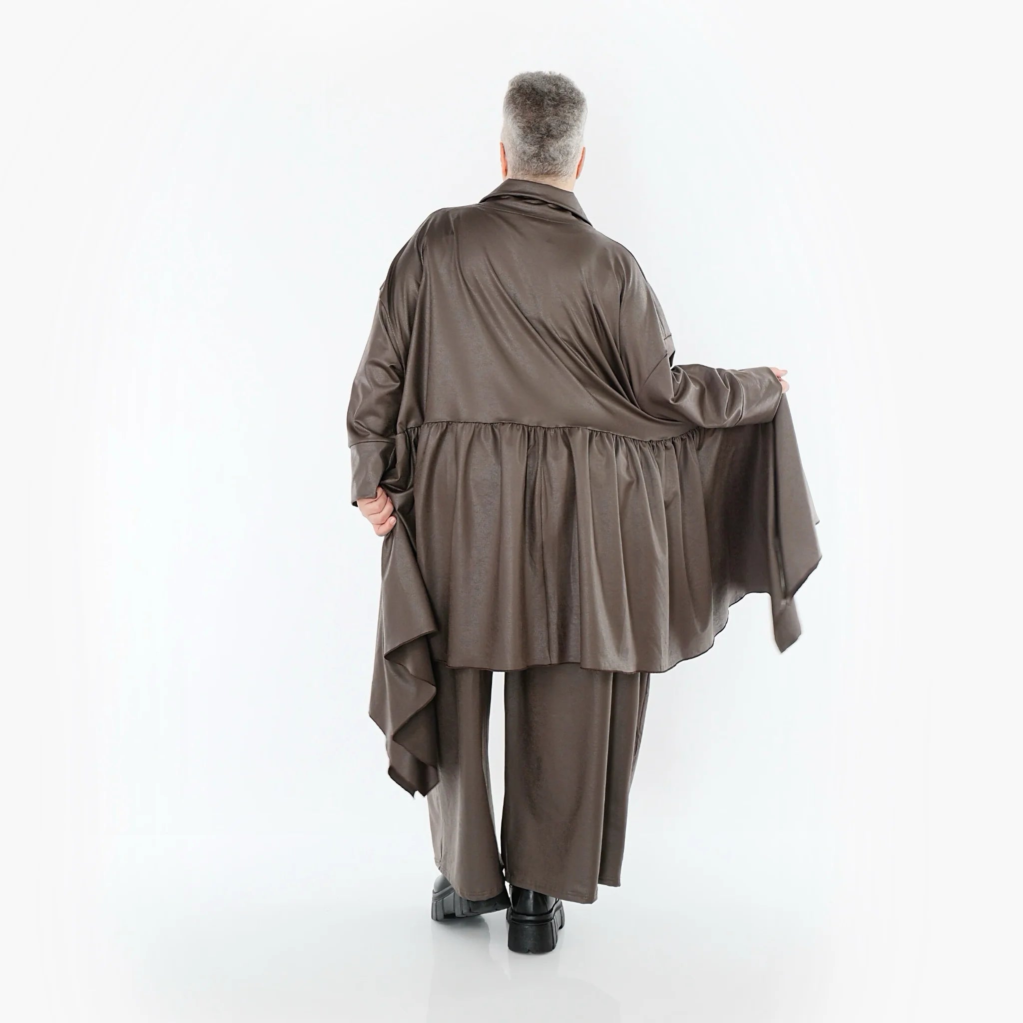  A-Form Jacke von AKH Premium aus Materialmix, P1027.7147, Braun, Ausgefallen, Zeitlos