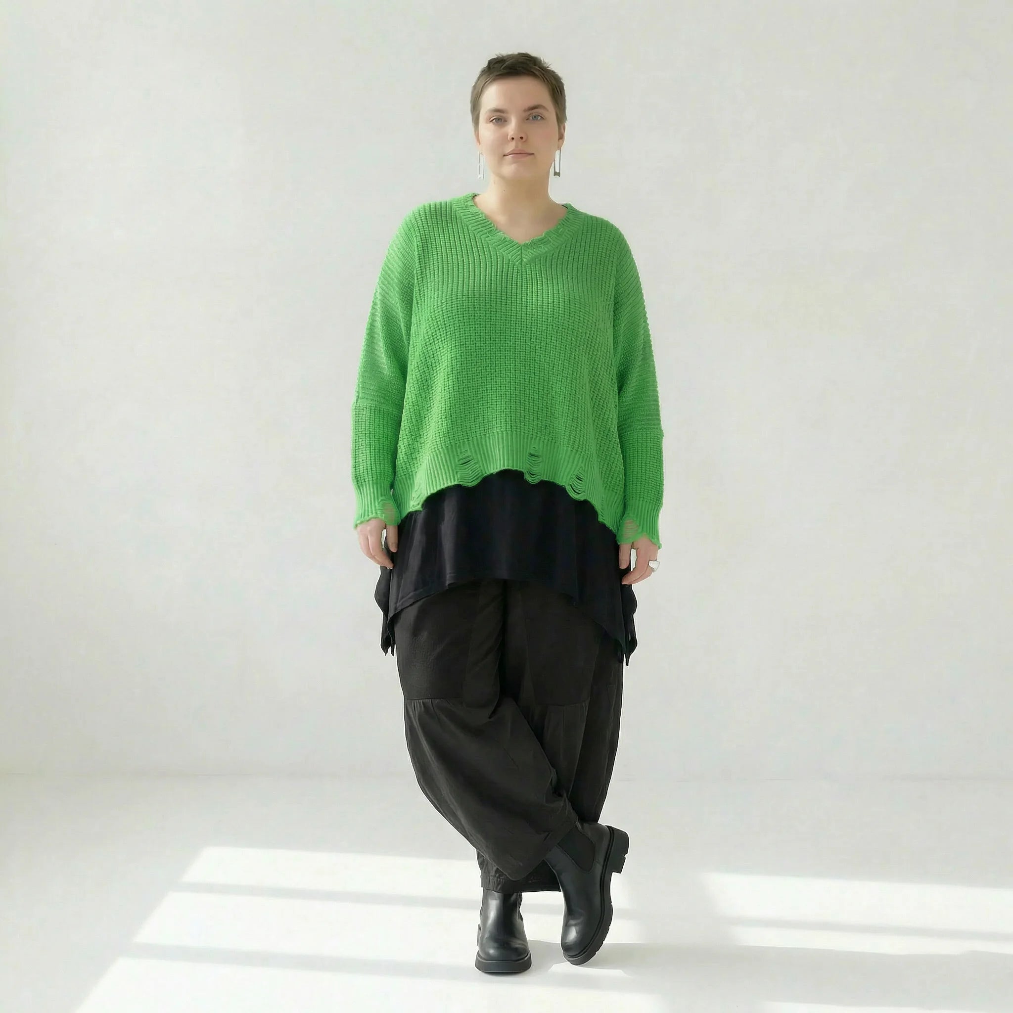  AKH Premium Überwurf in kastiger Form, aus Baumwolle, P1032.2602, Apfelgrün, Ausgefallen