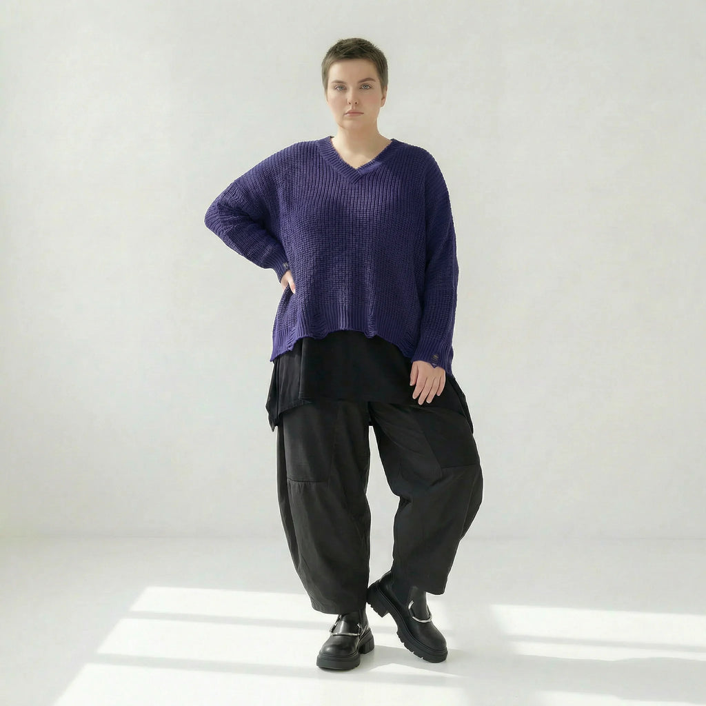  AKH Premium Überwurf in kastiger Form, aus Baumwolle, P1032.2602, Lila, Ausgefallen