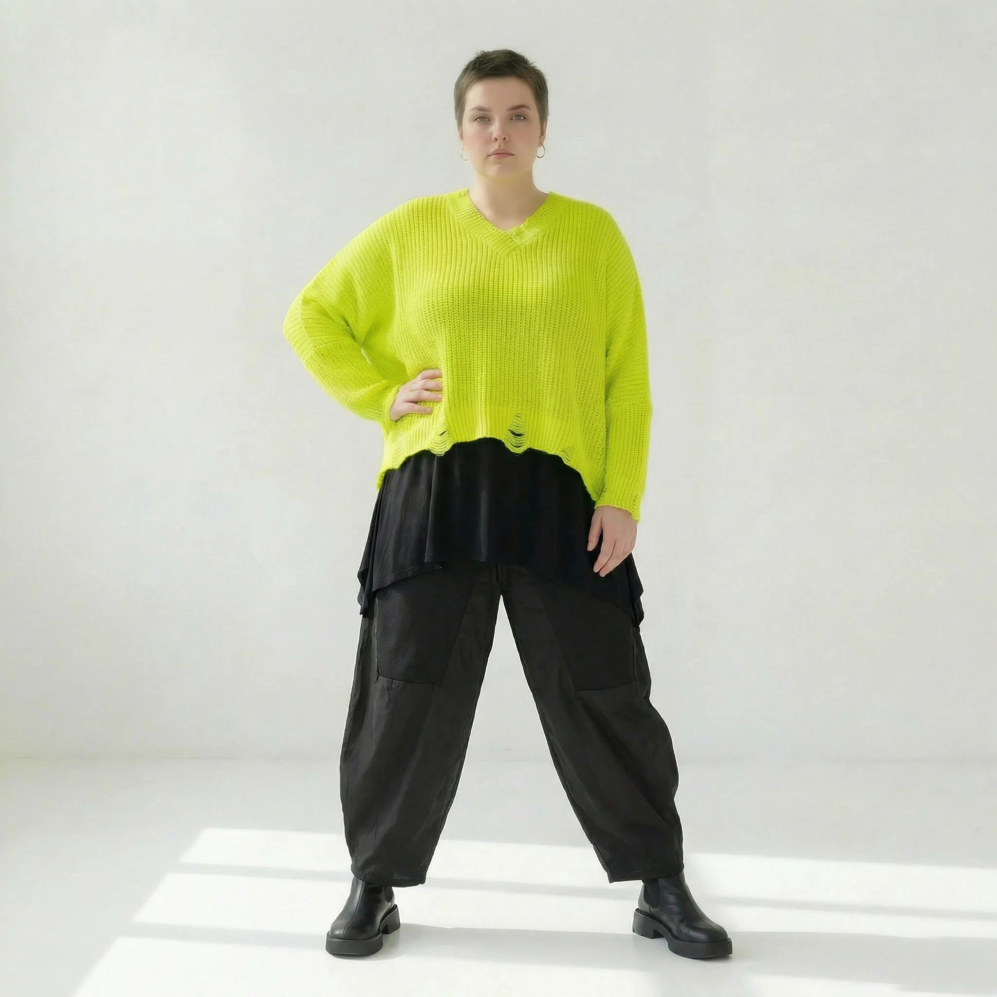  AKH Premium Überwurf in kastiger Form, aus Baumwolle, P1032.2602, NeonGelb, Ausgefallen