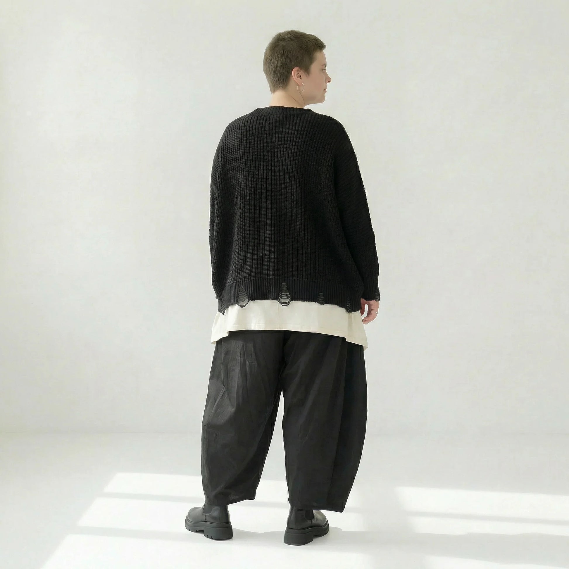  AKH Premium Überwurf in kastiger Form, aus Baumwolle, P1032.2602, Schwarz, Ausgefallen