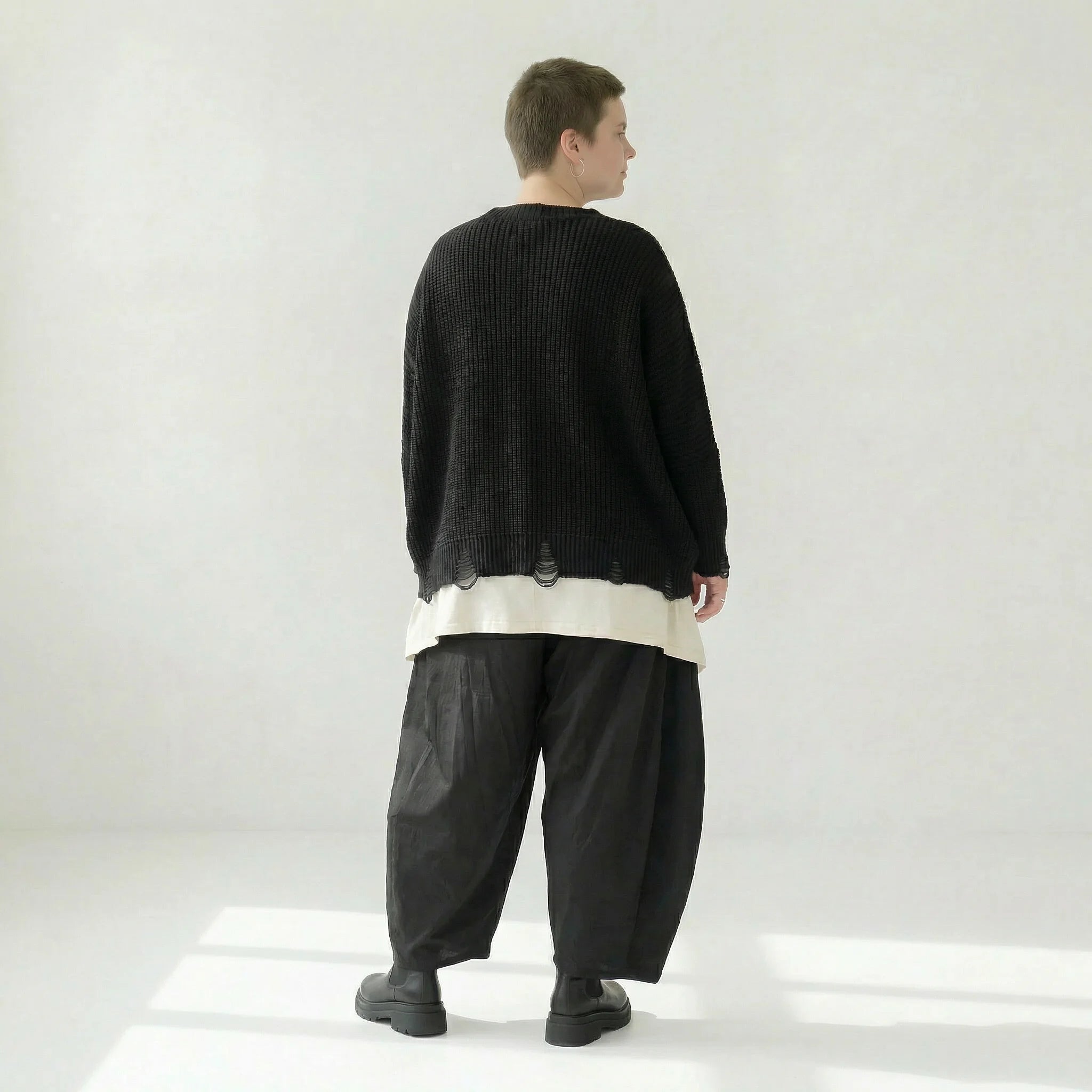  AKH Premium Überwurf in kastiger Form, aus Baumwolle, P1032.2602, Schwarz, Ausgefallen