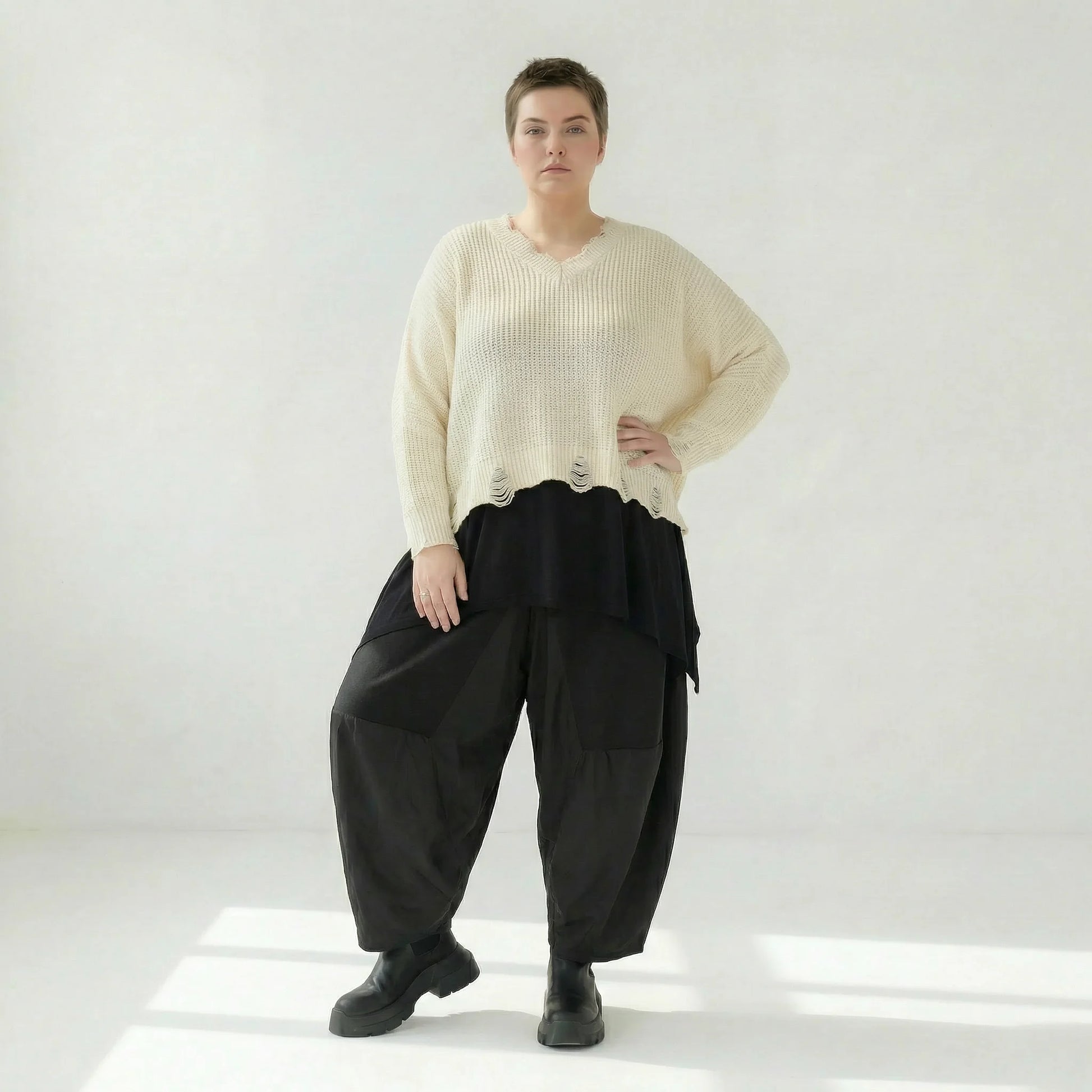  AKH Premium Überwurf in kastiger Form, aus Baumwolle, P1032.2602, Weiß, Ausgefallen