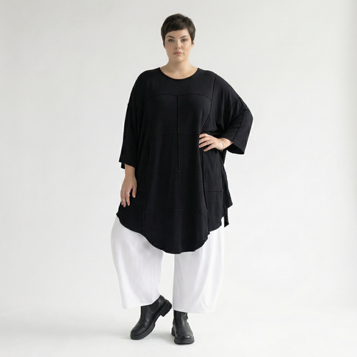 AKH Fashion Bigshirt in gerundeter Form, aus Viskose, 1233.06515, Schwarz, Ausgefallen