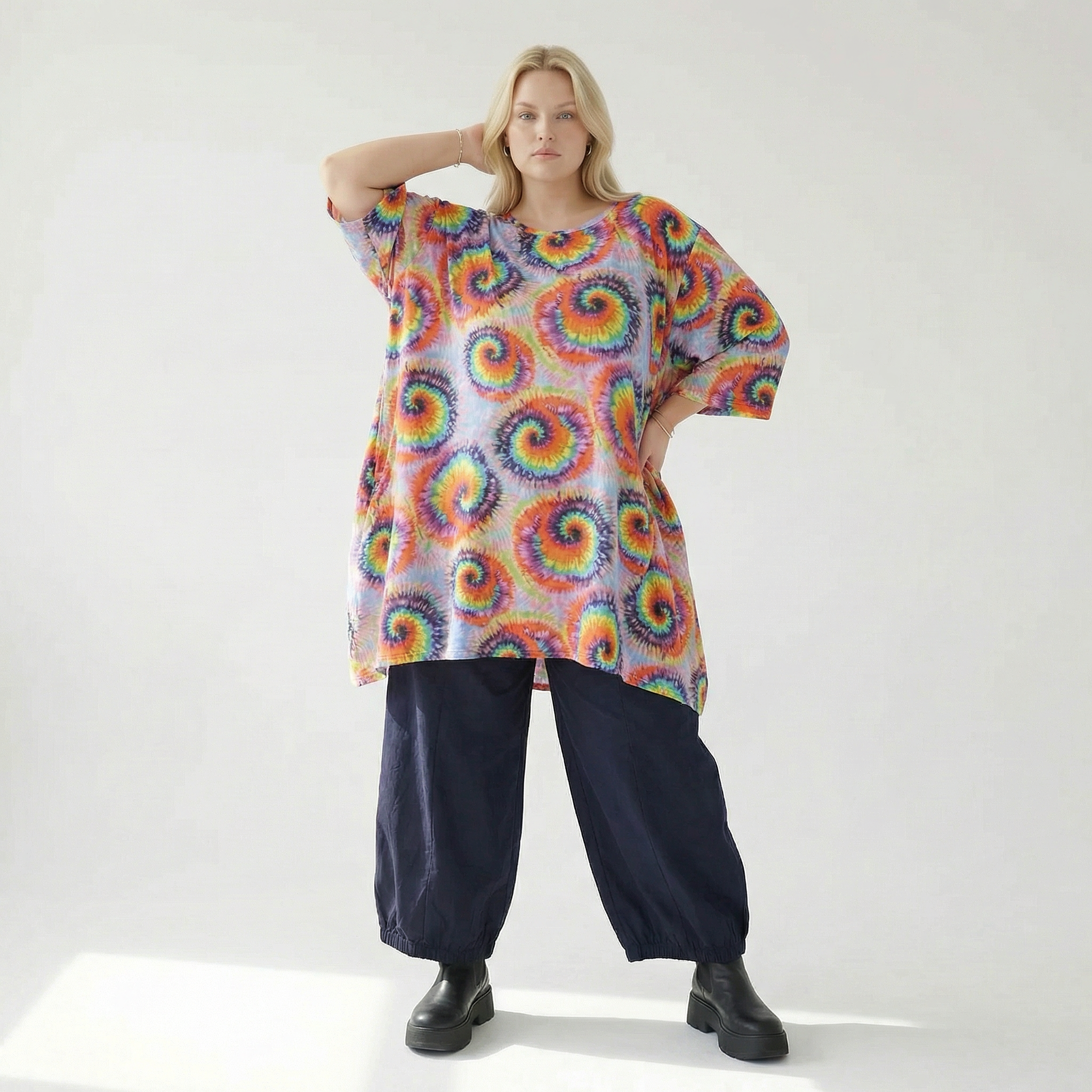  A-Form Bigshirt von AKH Fashion aus Baumwolle, 1503.07114, Multicolor, Farbmix, Ausgefallen