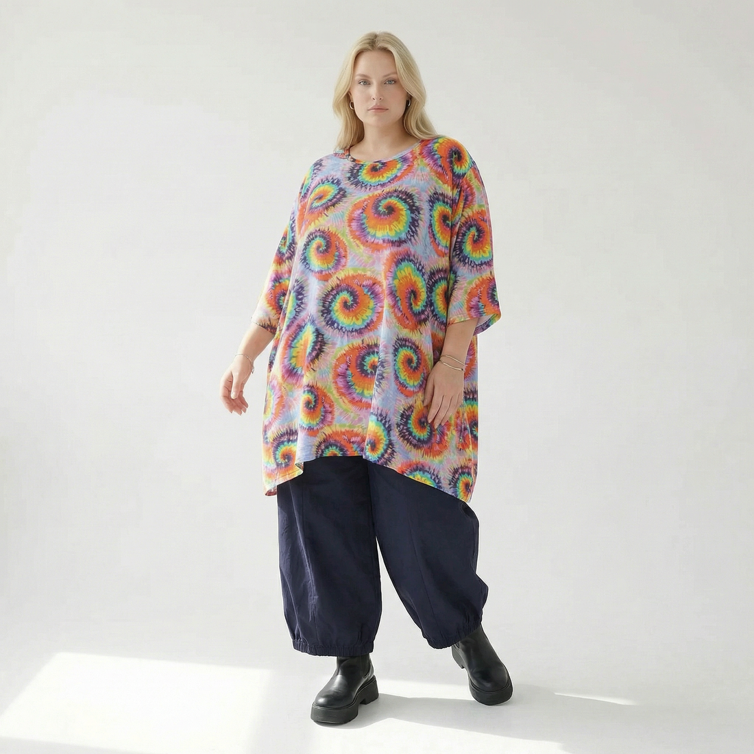  A-Form Bigshirt von AKH Fashion aus Baumwolle, 1503.07114, Multicolor, Farbmix, Ausgefallen