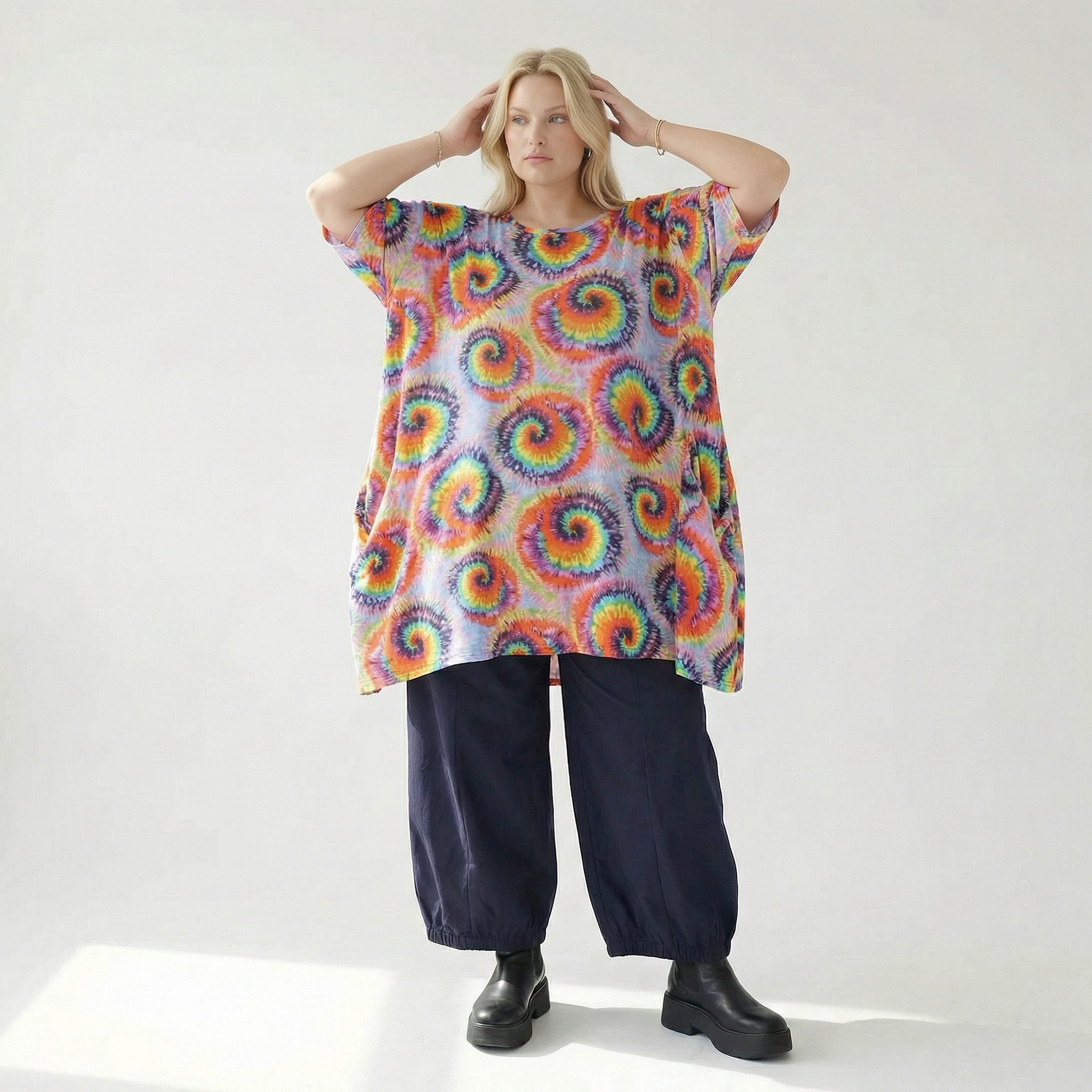  A-Form Bigshirt von AKH Fashion aus Baumwolle, 1503.07114, Multicolor, Farbmix, Ausgefallen