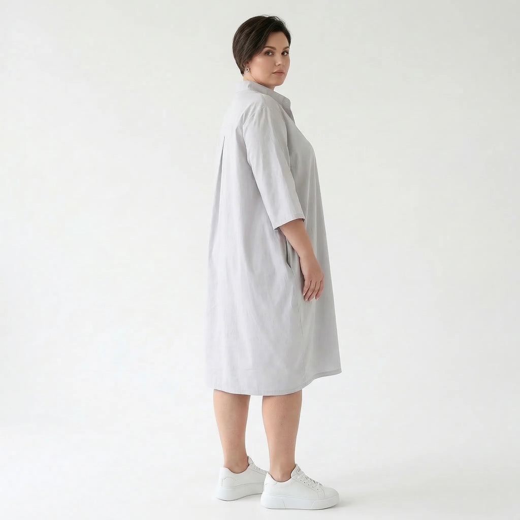 Stilvolle Oversize Bluse im ausgefallen luftigen Lagenlook aus feiner Baumwoll-Popeline, Grau