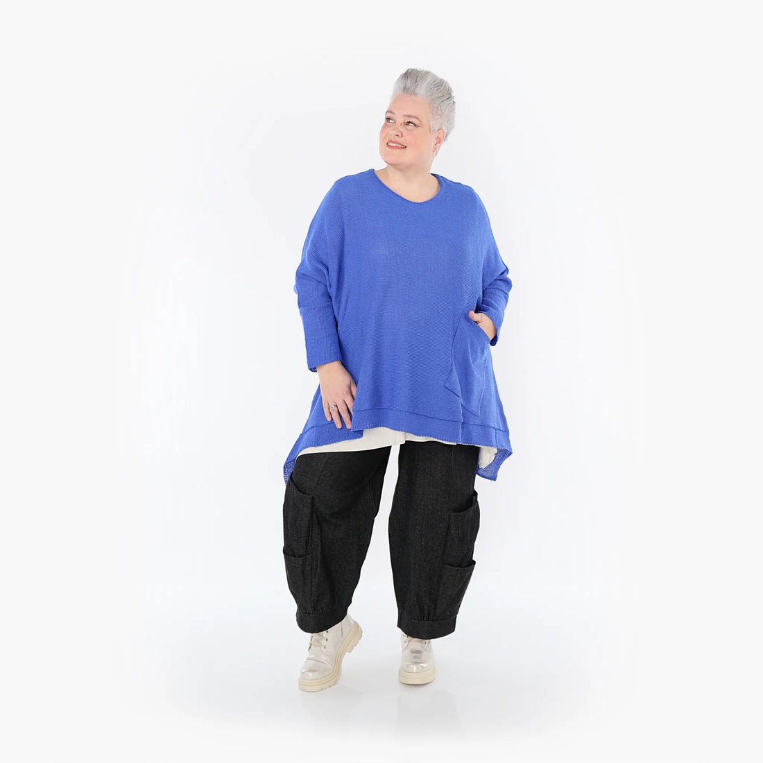  A-Form Bigshirt von AKH Fashion aus Baumwolle, 1110.02307, Royalblau, Ausgefallen, Zeitlos