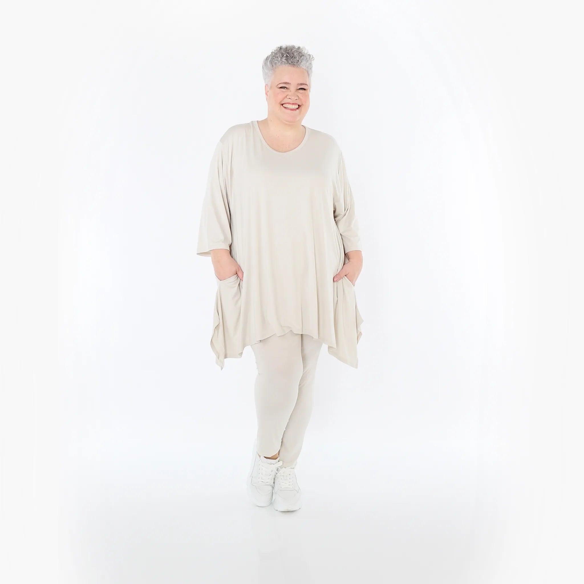  AKH Fashion Leggings in gerader Form, aus Viskose, 1233.0P100, Beige, Ausgefallen, Zeitlos