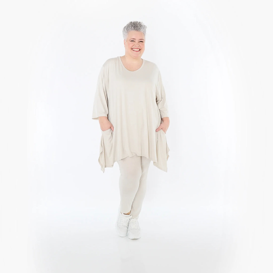  AKH Fashion Leggings in gerader Form, aus Viskose, 1233.0P100, Beige, Ausgefallen, Zeitlos