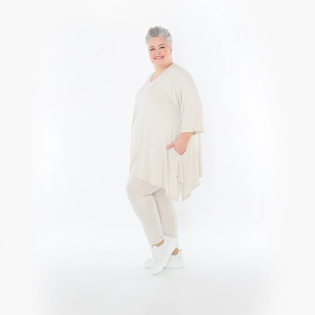 AKH Fashion Leggings in gerader Form, aus Viskose, 1233.0P100, Beige, Ausgefallen, Zeitlos