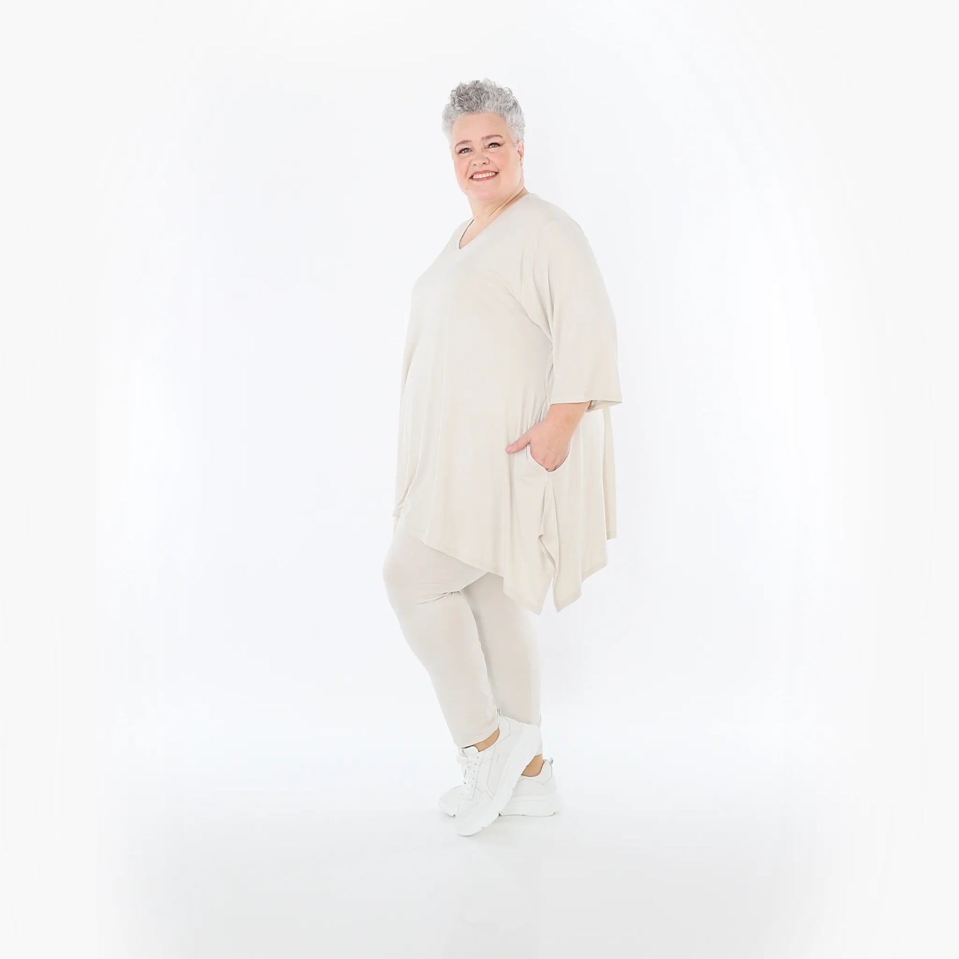  AKH Fashion Leggings in gerader Form, aus Viskose, 1233.0P100, Beige, Ausgefallen, Zeitlos