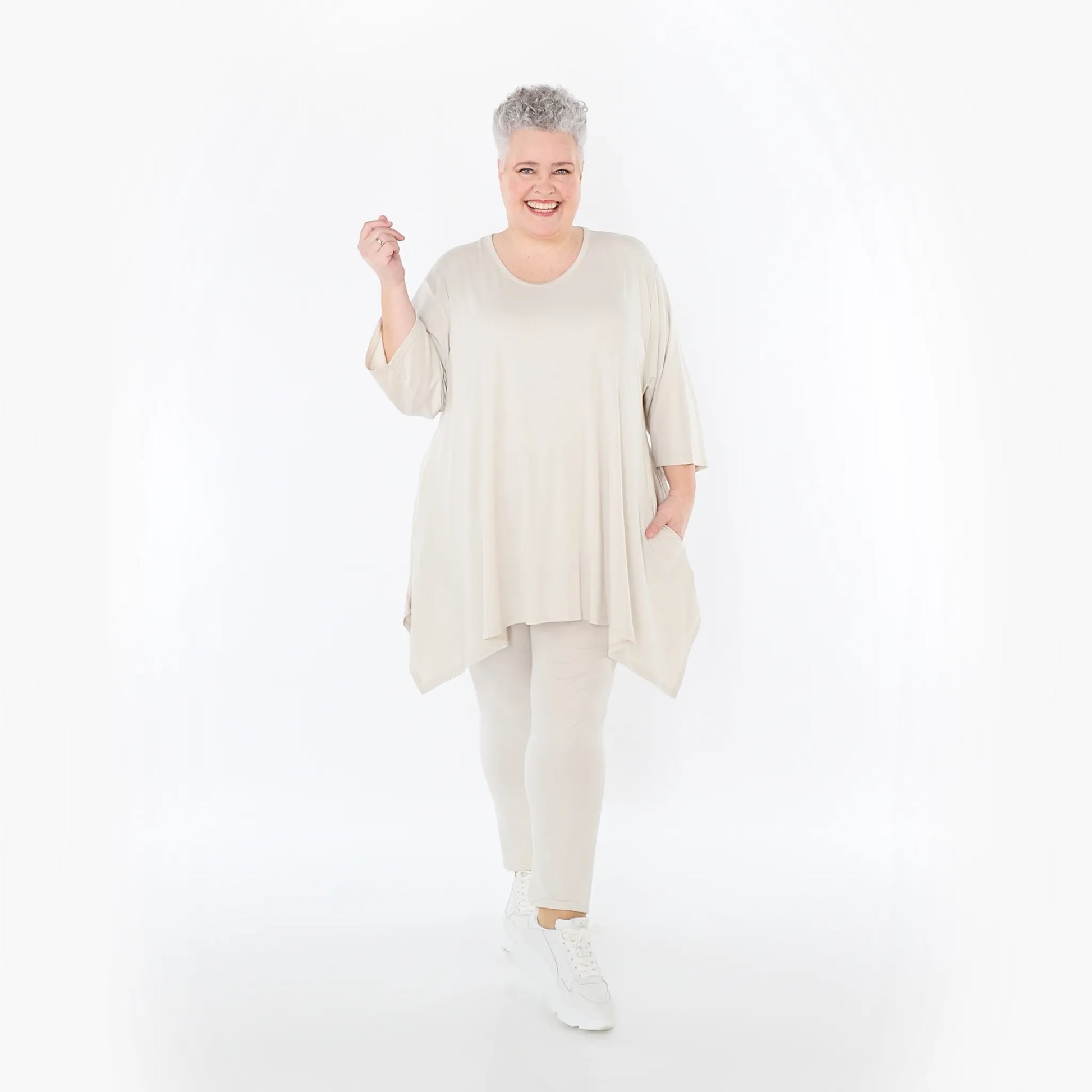  AKH Fashion Leggings in gerader Form, aus Viskose, 1233.0P100, Beige, Ausgefallen, Zeitlos