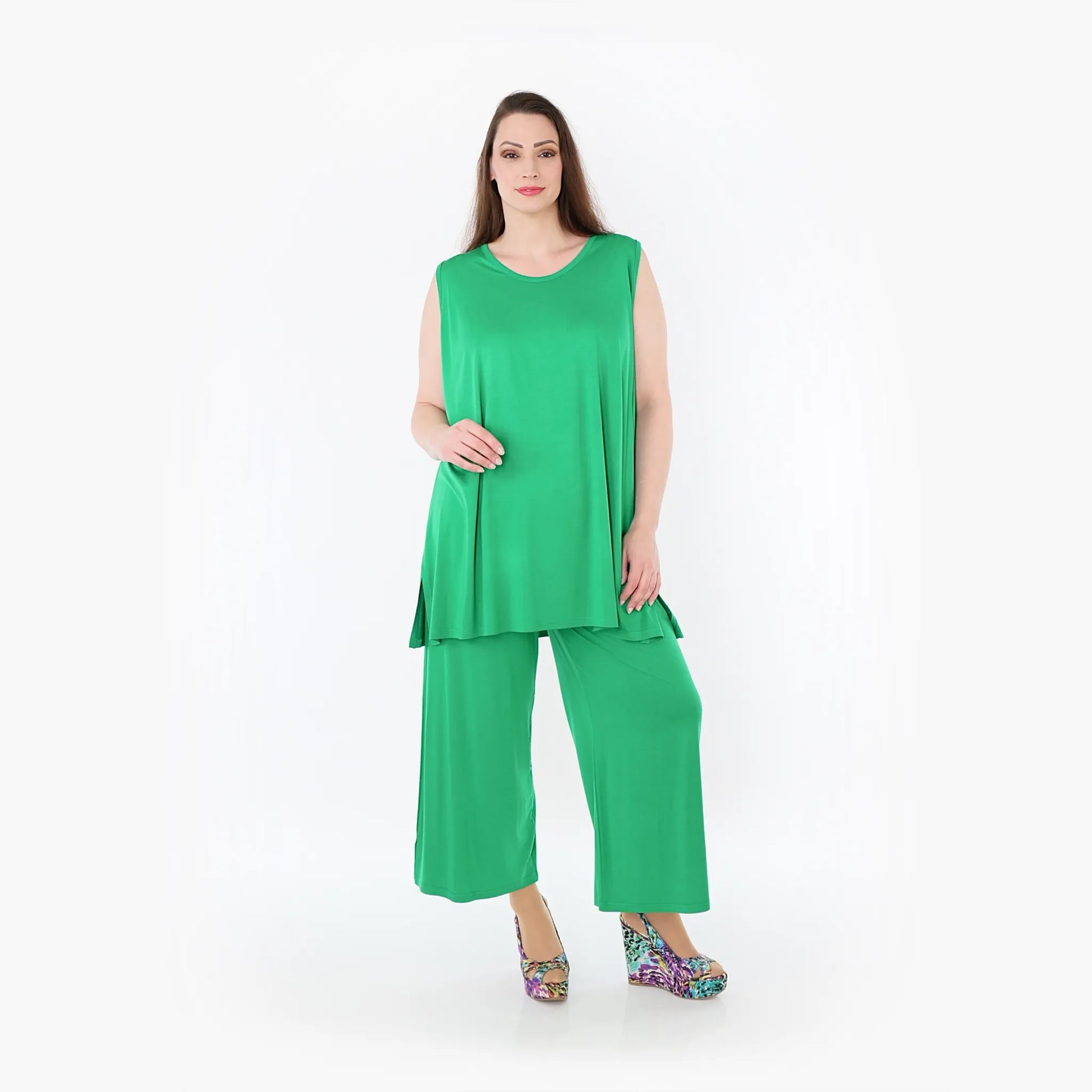  AKH Fashion Hose in gerader Form, aus Viskose, 1233.00225, Grün, Ausgefallen, Zeitlos