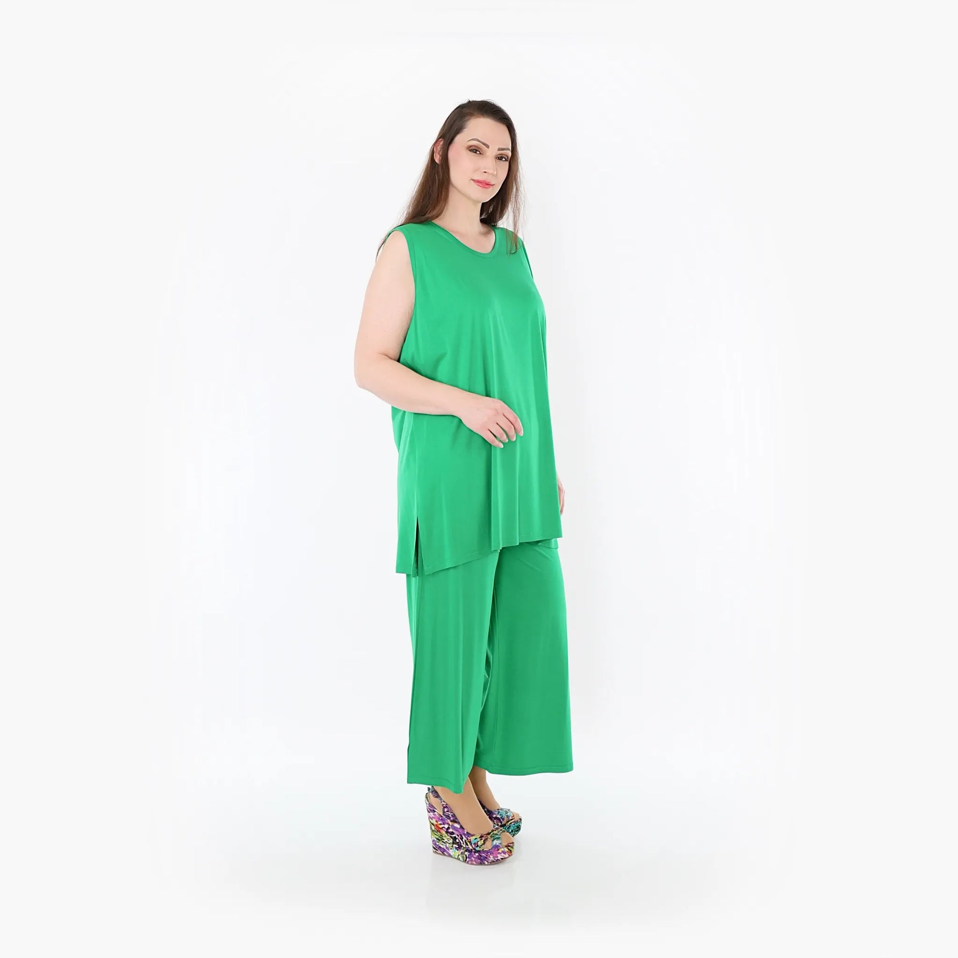  AKH Fashion Hose in gerader Form, aus Viskose, 1233.00225, Grün, Ausgefallen, Zeitlos