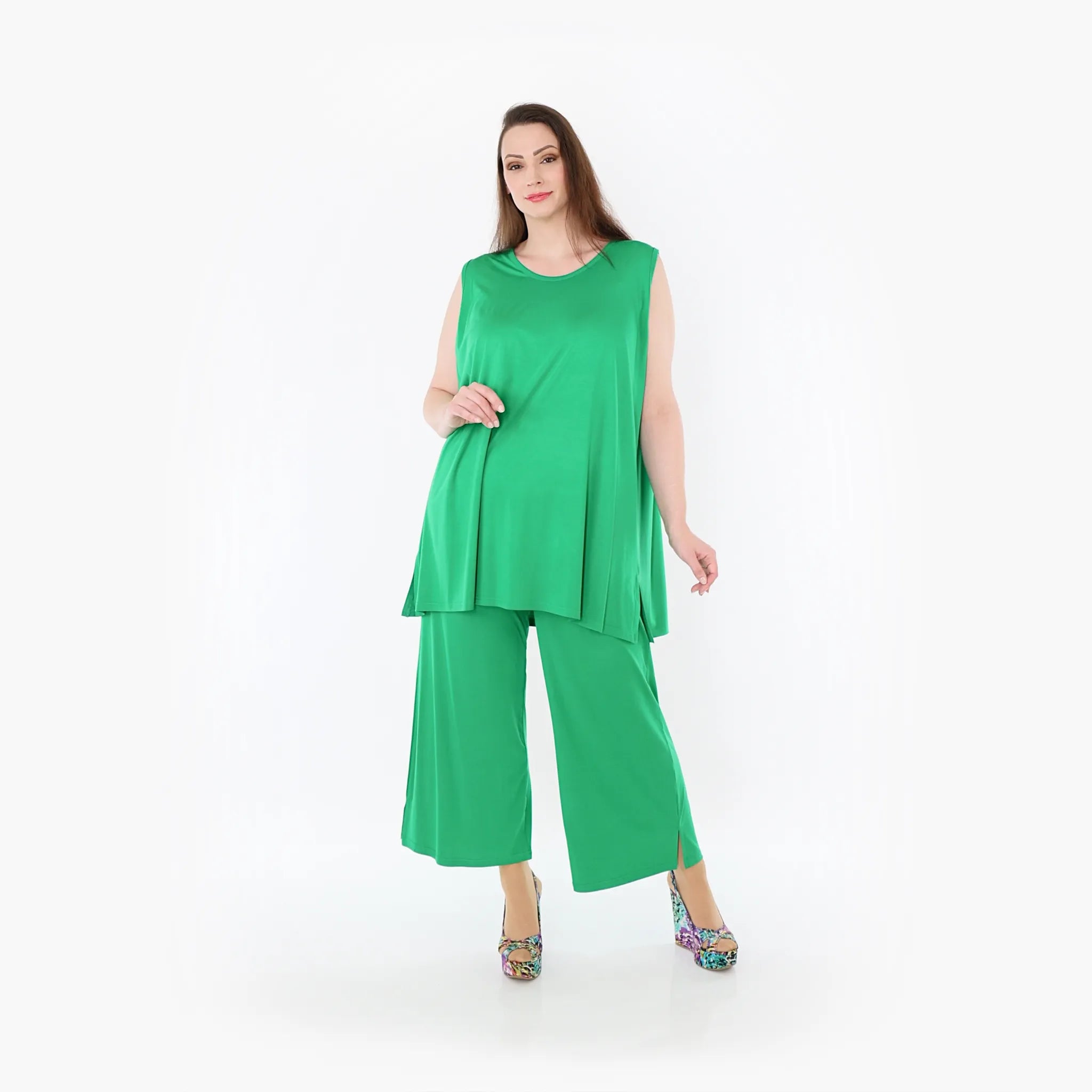  AKH Fashion Hose in gerader Form, aus Viskose, 1233.00225, Grün, Ausgefallen, Zeitlos
