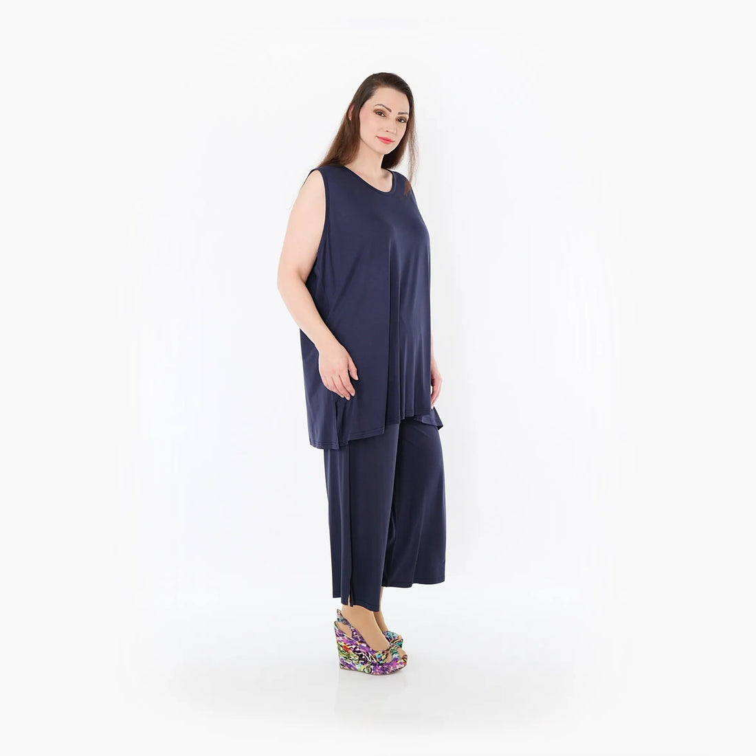  AKH Fashion Hose in gerader Form, aus Viskose, 1233.00225, Marine, Ausgefallen, Zeitlos