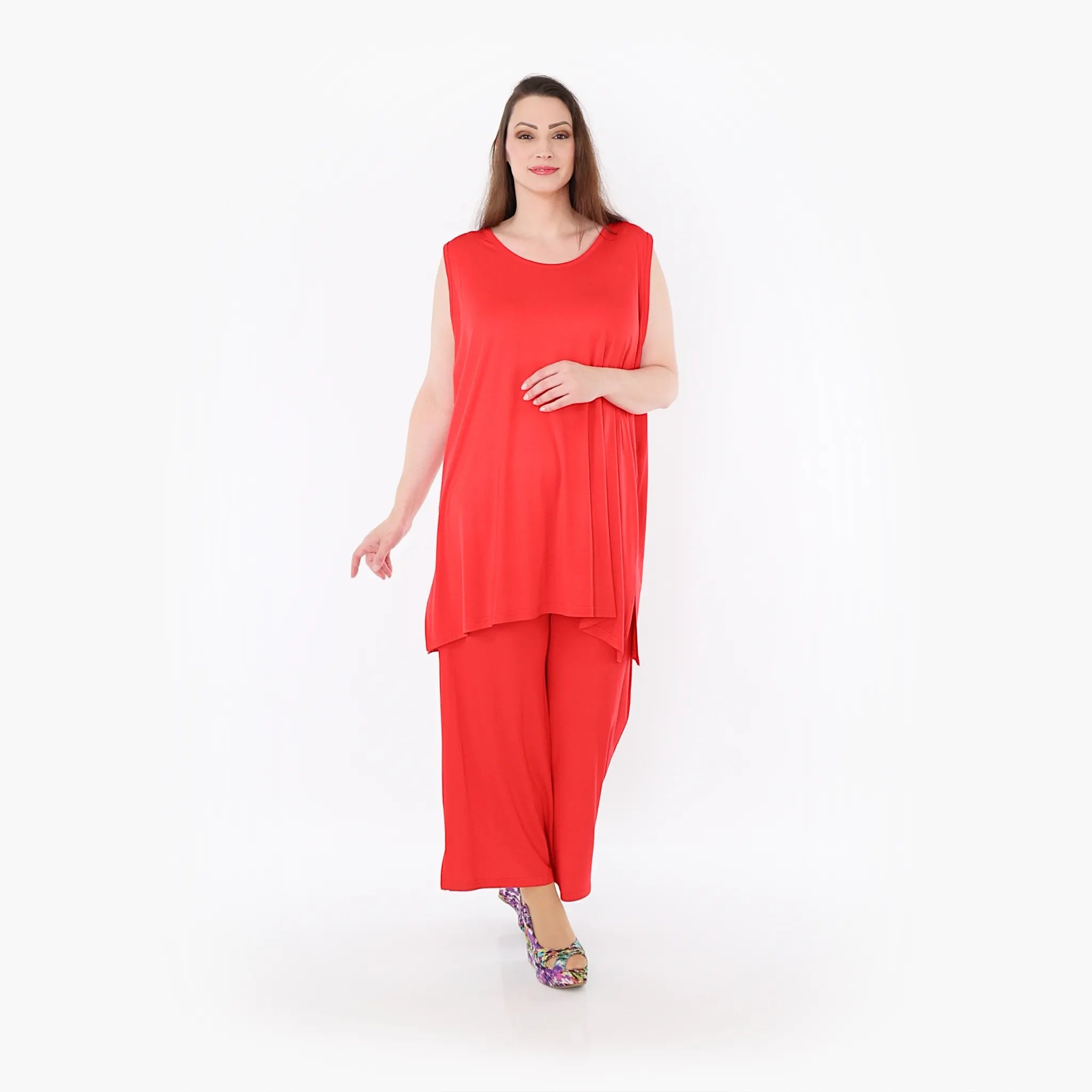  AKH Fashion Hose in gerader Form, aus Viskose, 1233.00225, Rot, Ausgefallen, Zeitlos