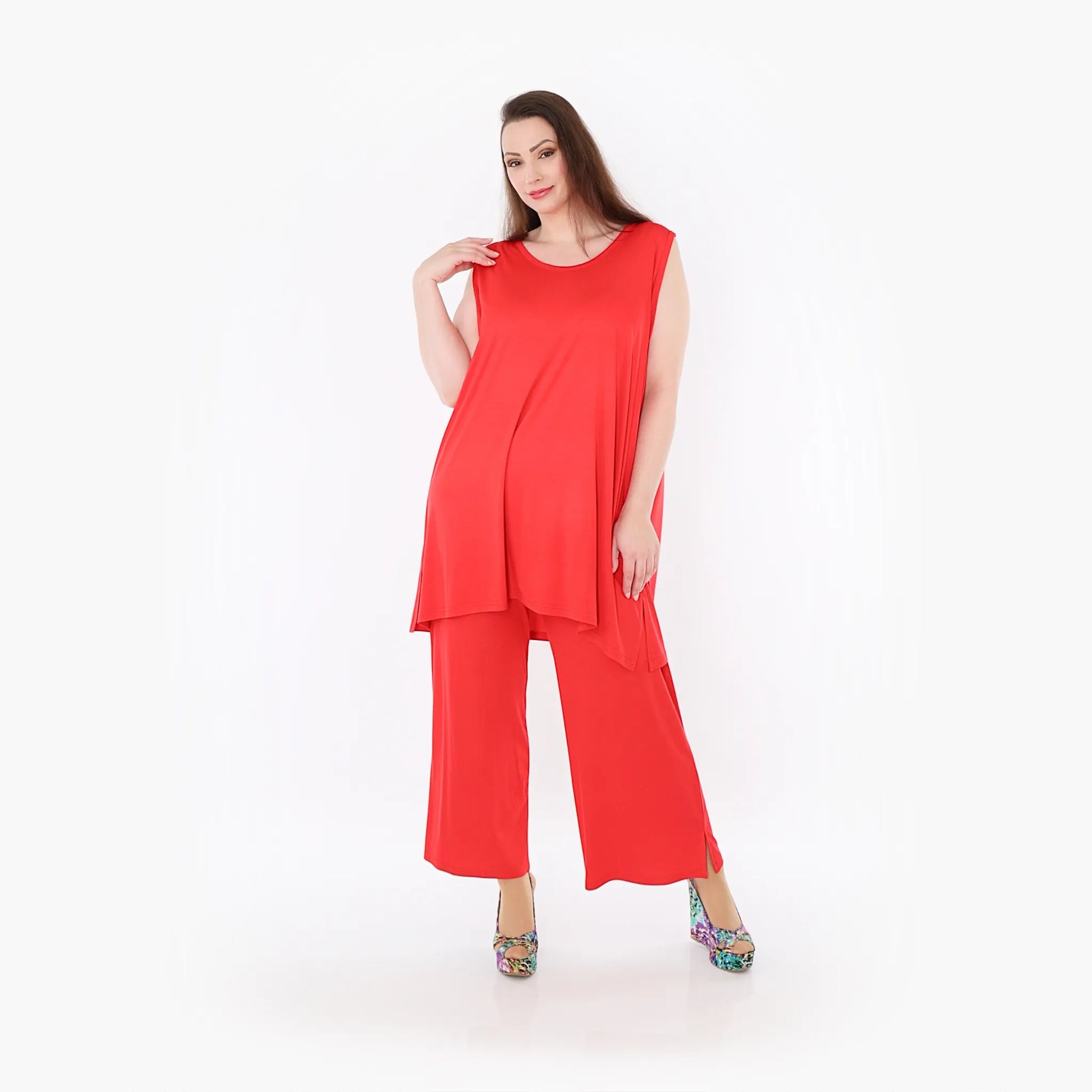 AKH Fashion Hose in gerader Form, aus Viskose, 1233.00225, Rot, Ausgefallen, Zeitlos