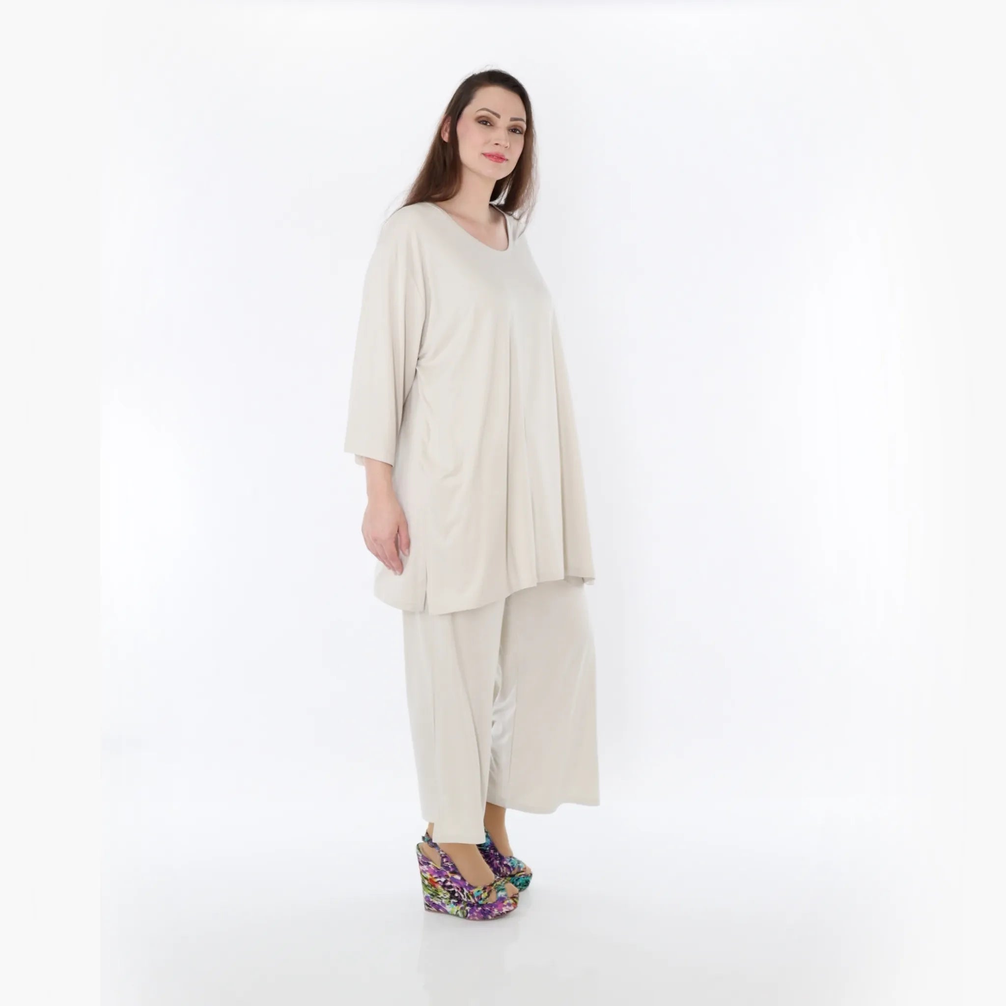  AKH Fashion Bigshirt in gerader Form, aus Viskose, 1233.07054, Beige, Ausgefallen, Zeitlos