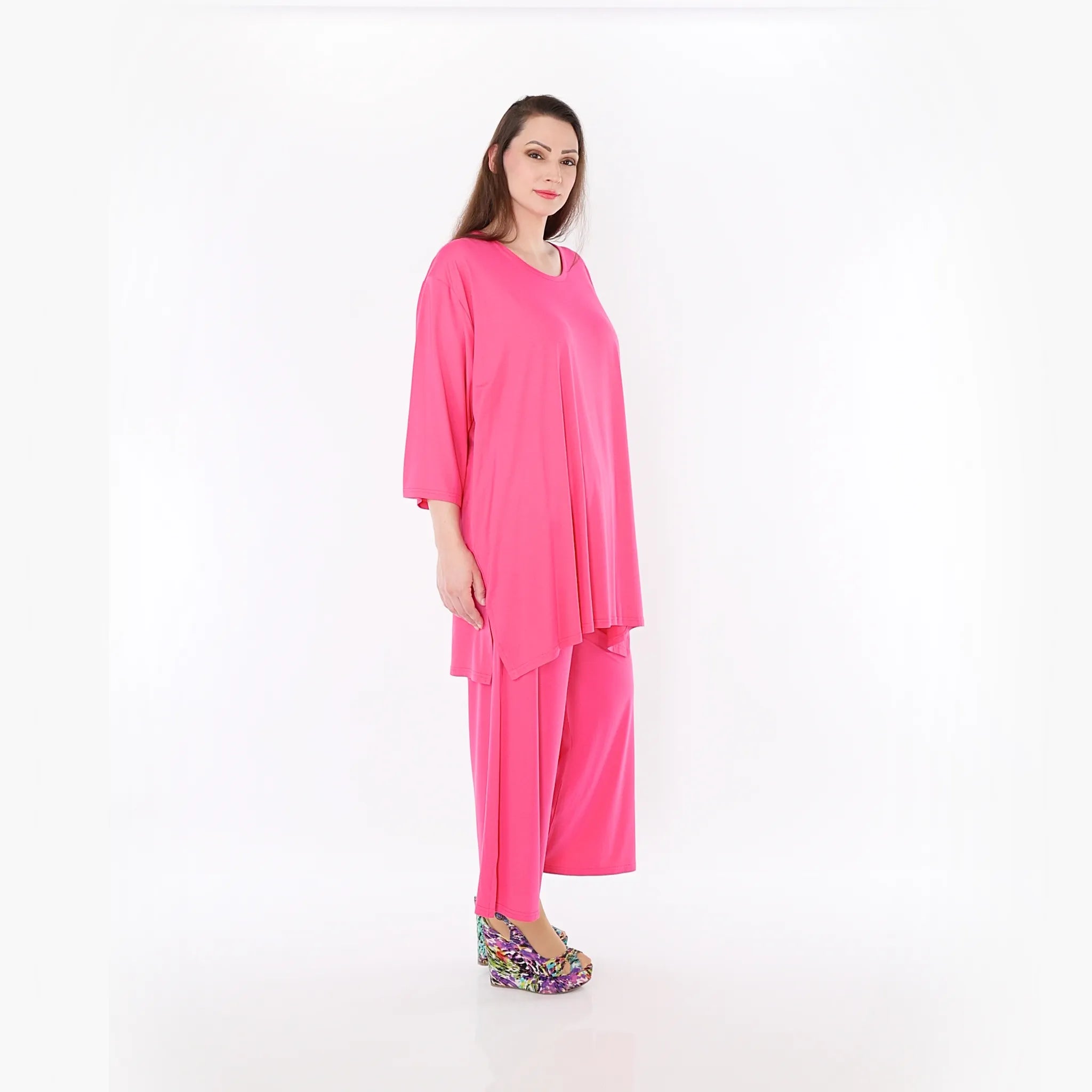  AKH Fashion Bigshirt in gerader Form, aus Viskose, 1233.07054, Fuchsia, Ausgefallen, Zeitlos
