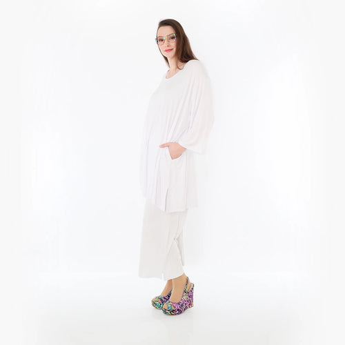 AKH Fashion Bigshirt in gerader Form, aus Viskose, 1233.07054, Weiß, Ausgefallen, Zeitlos