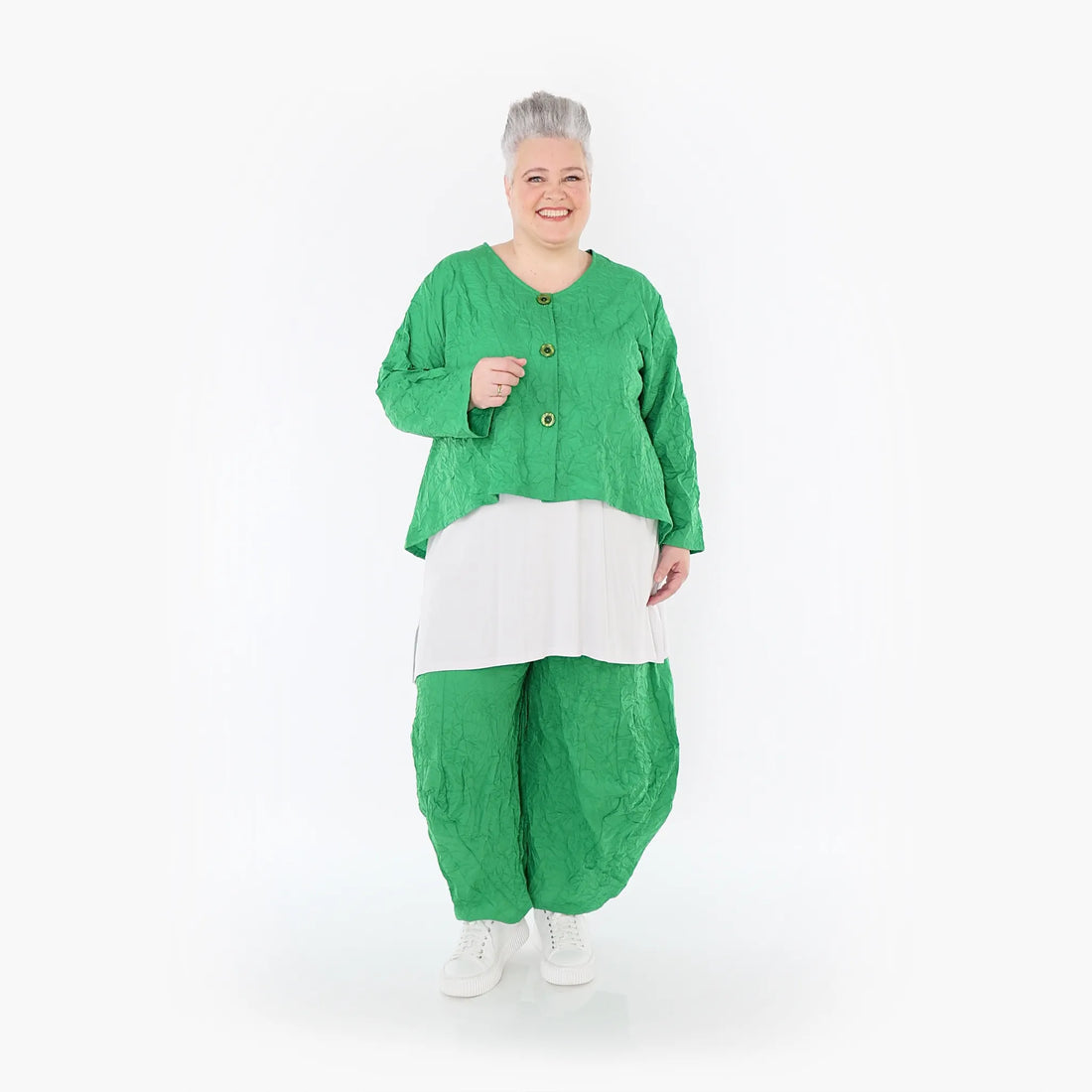  Ballonhose von AKH Fashion aus Materialmix, 1372.08069, Grün, Ausgefallen, Zeitlos, Schick