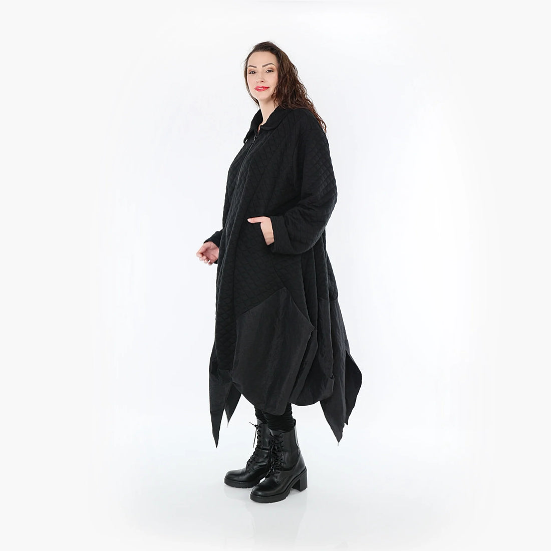  Ballonmantel von AKH Fashion aus Materialmix, 1394.07003, Schwarz, Schick, Modern, Bequem