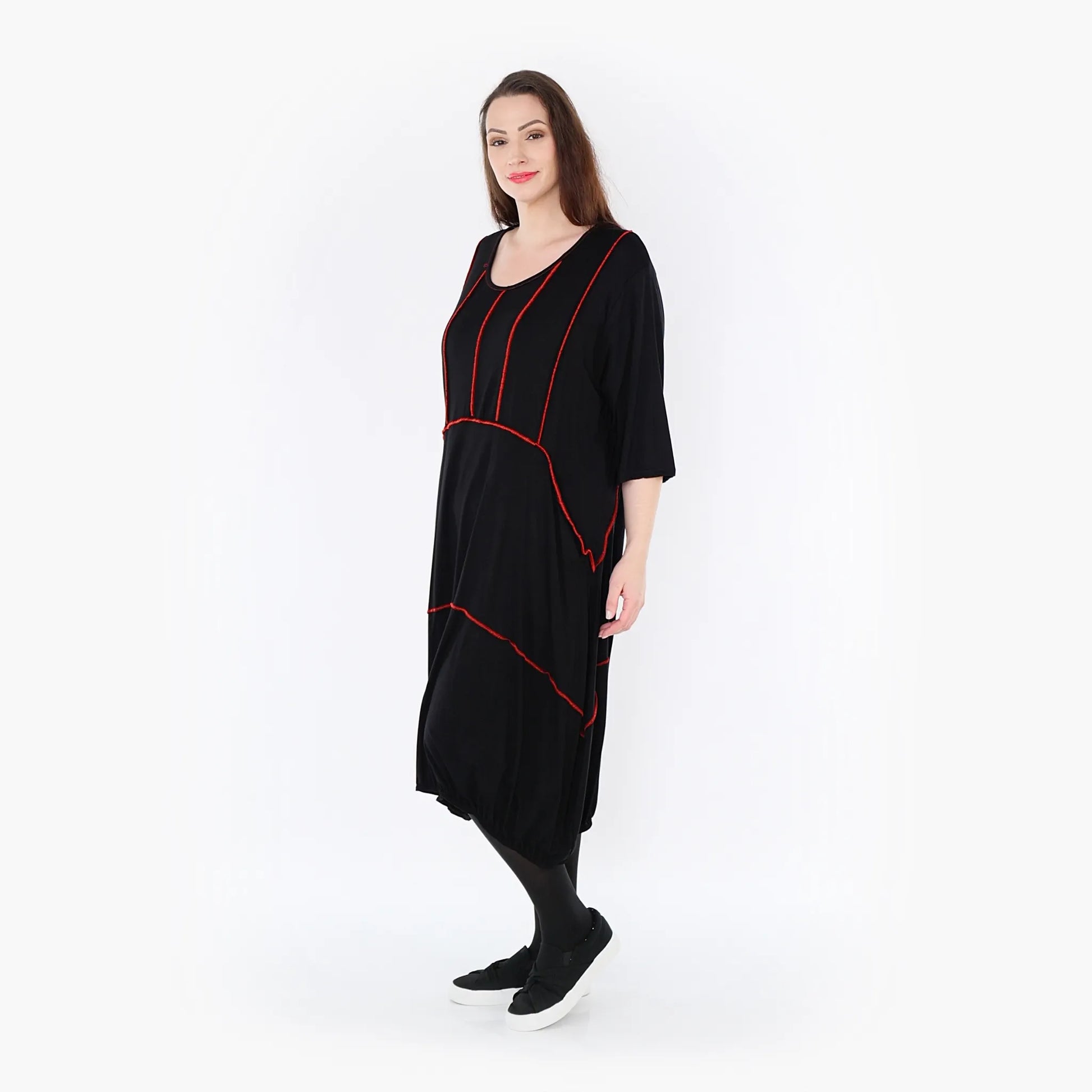  Ballonkleid von AKH Fashion aus Viskose, 1416.06564, Schwarz/Rot, Schick, Modern, Bequem