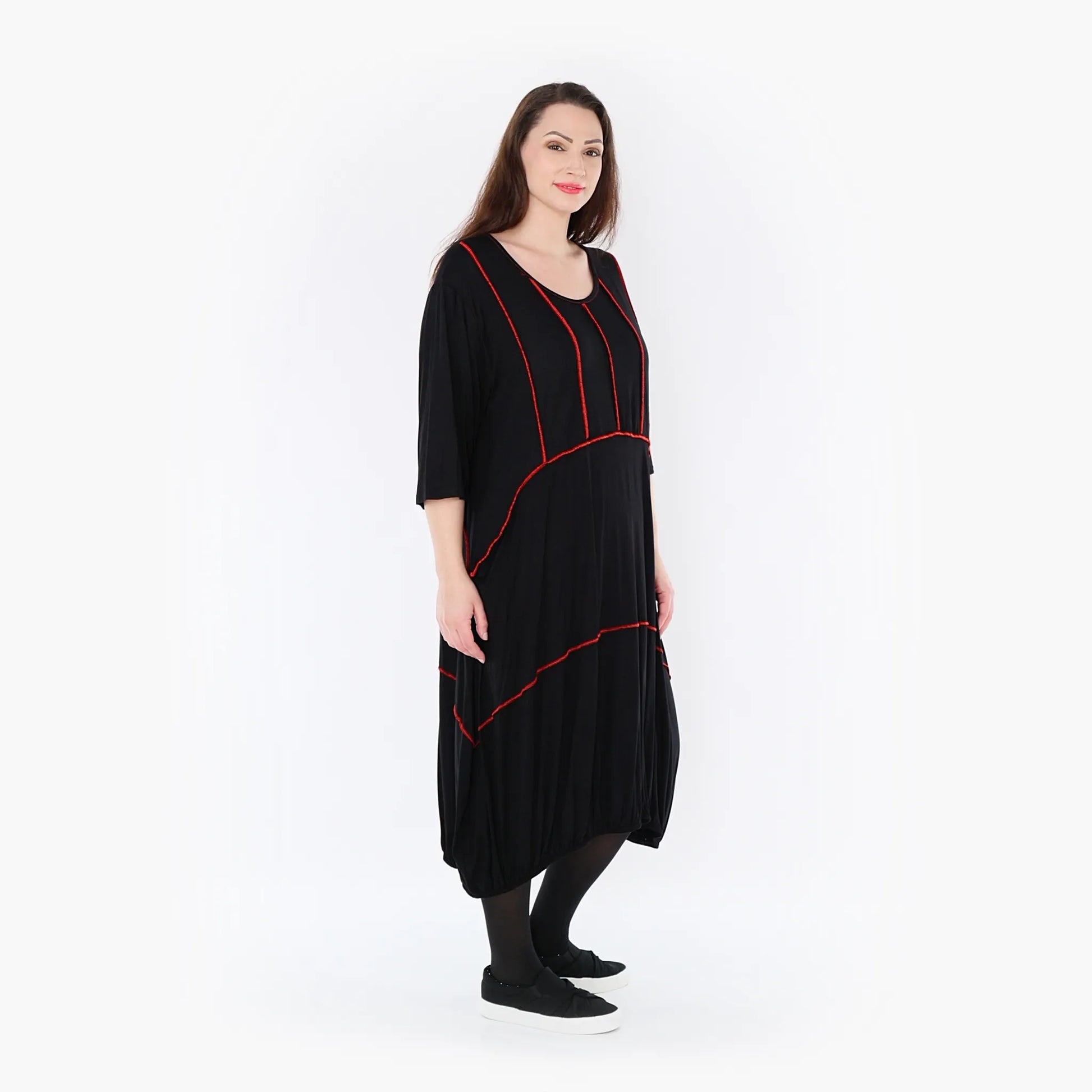  Ballonkleid von AKH Fashion aus Viskose, 1416.06564, Schwarz/Rot, Schick, Modern, Bequem