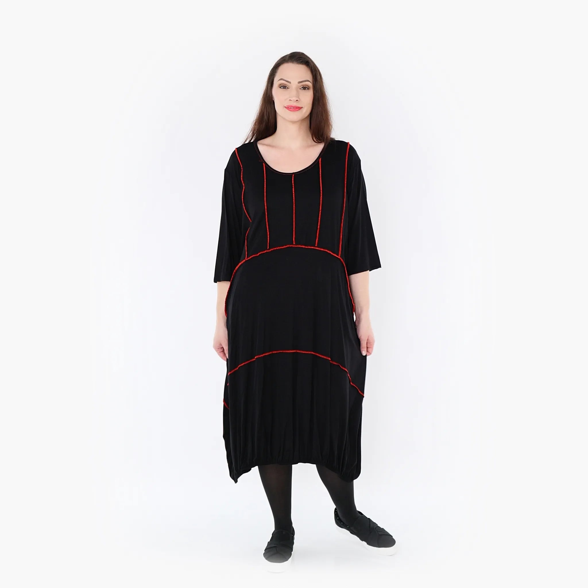  Ballonkleid von AKH Fashion aus Viskose, 1416.06564, Schwarz/Rot, Schick, Modern, Bequem