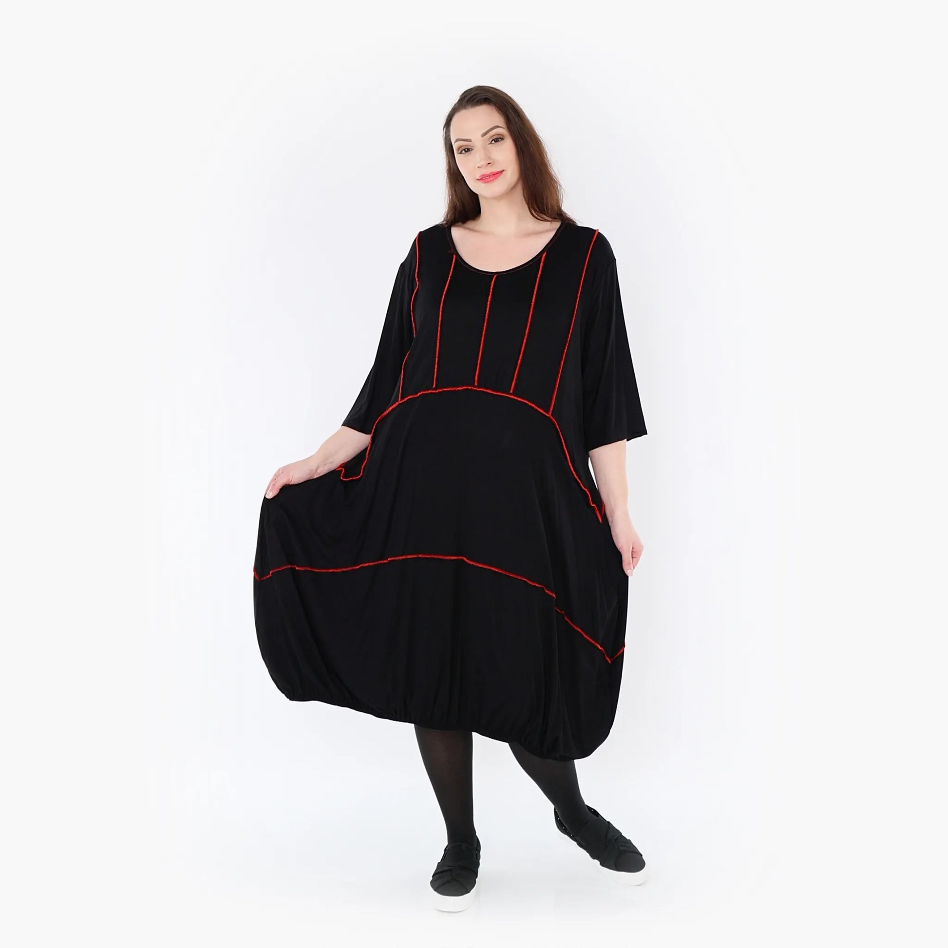 Ballonkleid von AKH Fashion aus Viskose, 1416.06564, Schwarz/Rot, Schick, Modern, Bequem