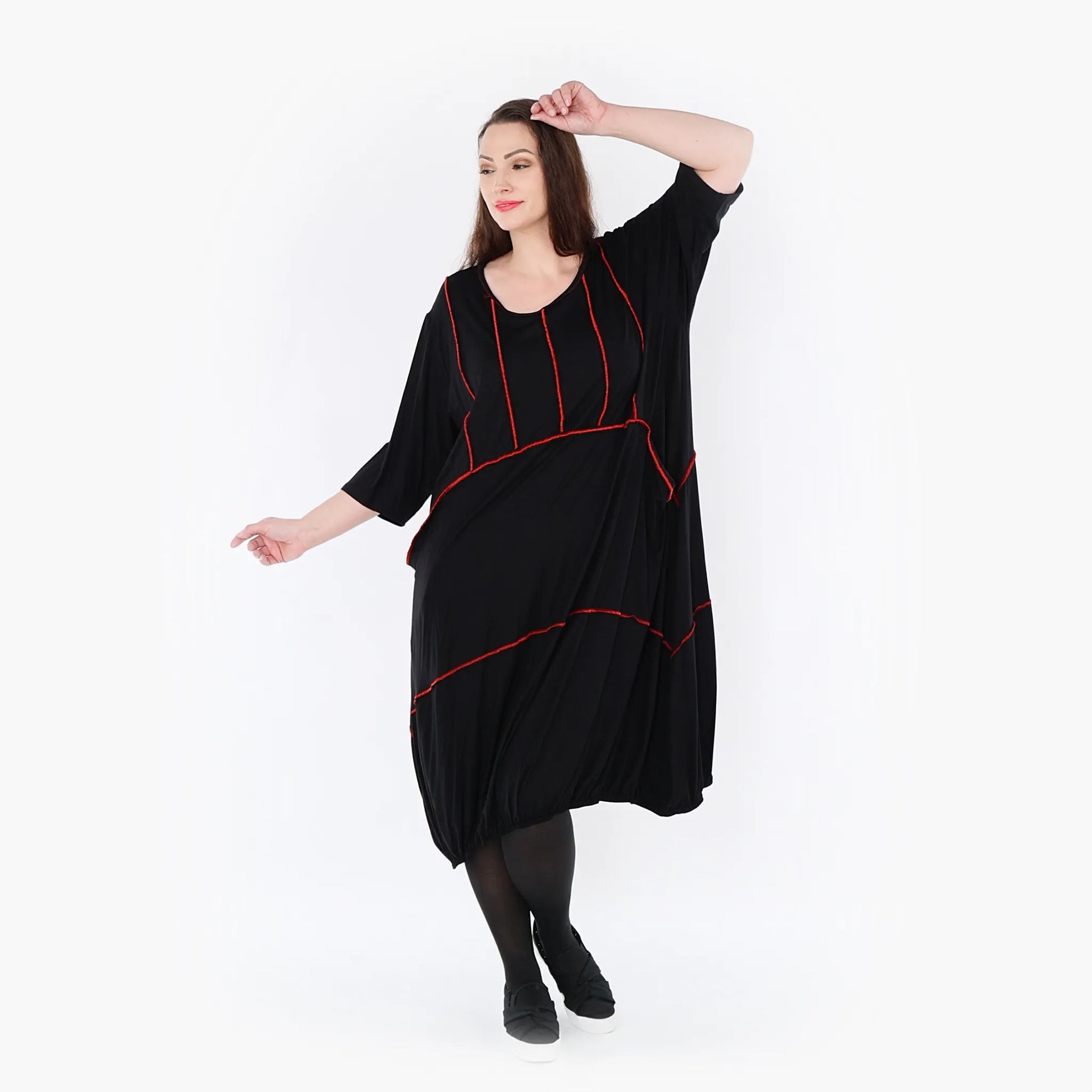  Ballonkleid von AKH Fashion aus Viskose, 1416.06564, Schwarz/Rot, Schick, Modern, Bequem