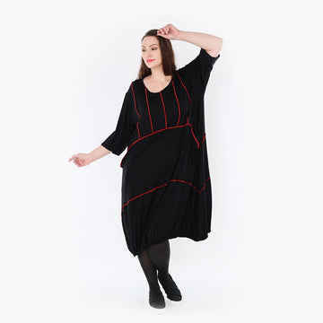  Ballonkleid von AKH Fashion aus Viskose, 1416.06564, Schwarz/Rot, Schick, Modern, Bequem