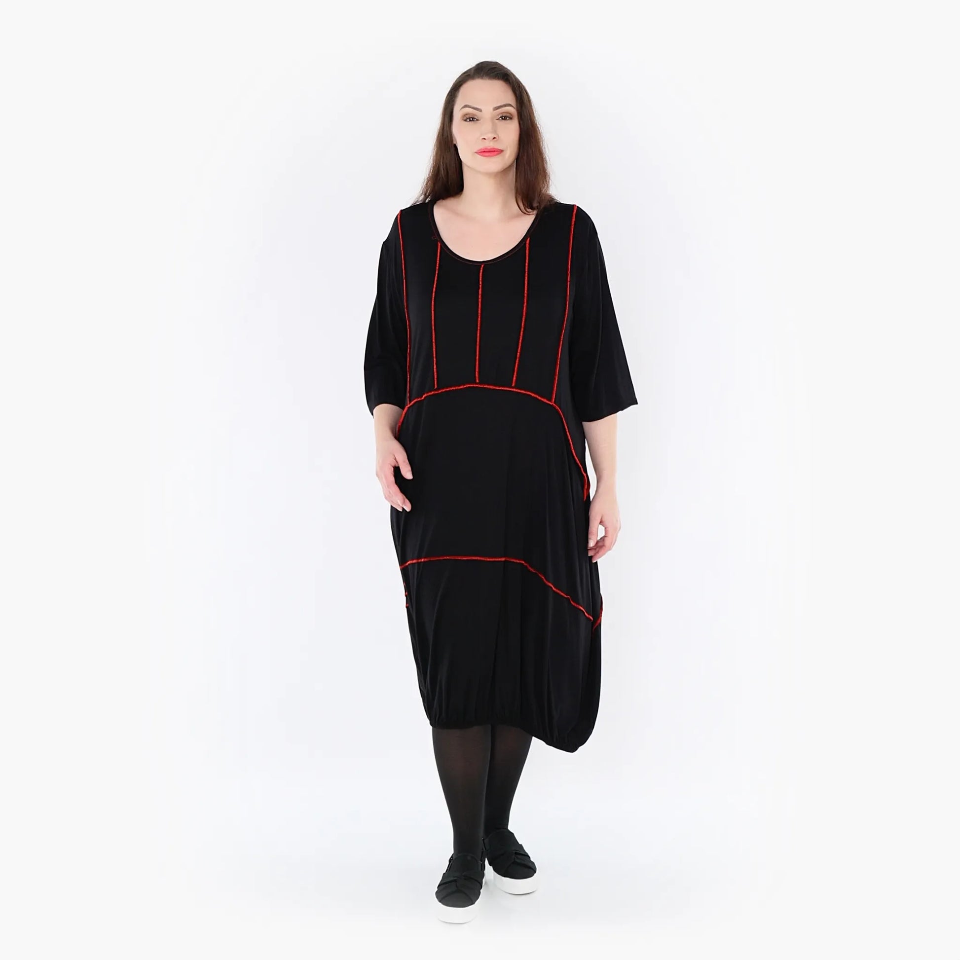  Ballonkleid von AKH Fashion aus Viskose, 1416.06564, Schwarz/Rot, Schick, Modern, Bequem