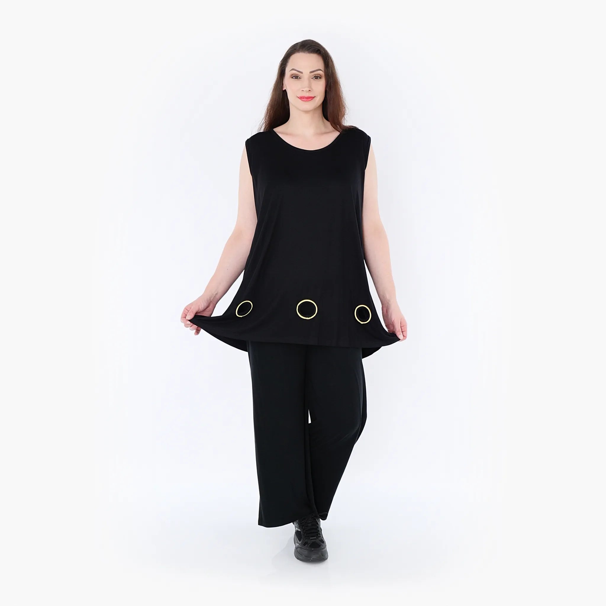  AKH Fashion Top in gerader Form, aus Viskose, 1416.06675, Schwarz/Gelb, Schick, Modern