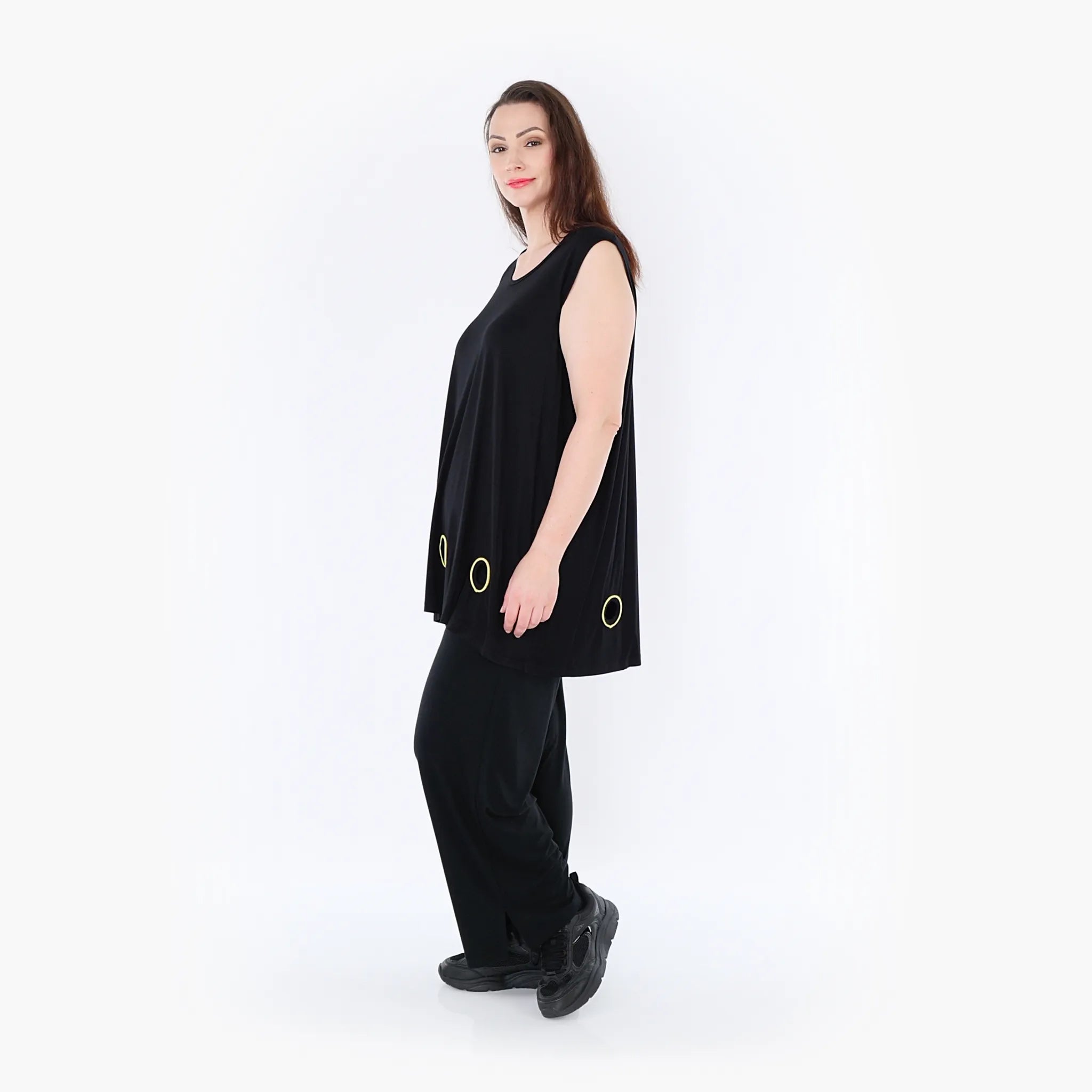  AKH Fashion Top in gerader Form, aus Viskose, 1416.06675, Schwarz/Gelb, Schick, Modern