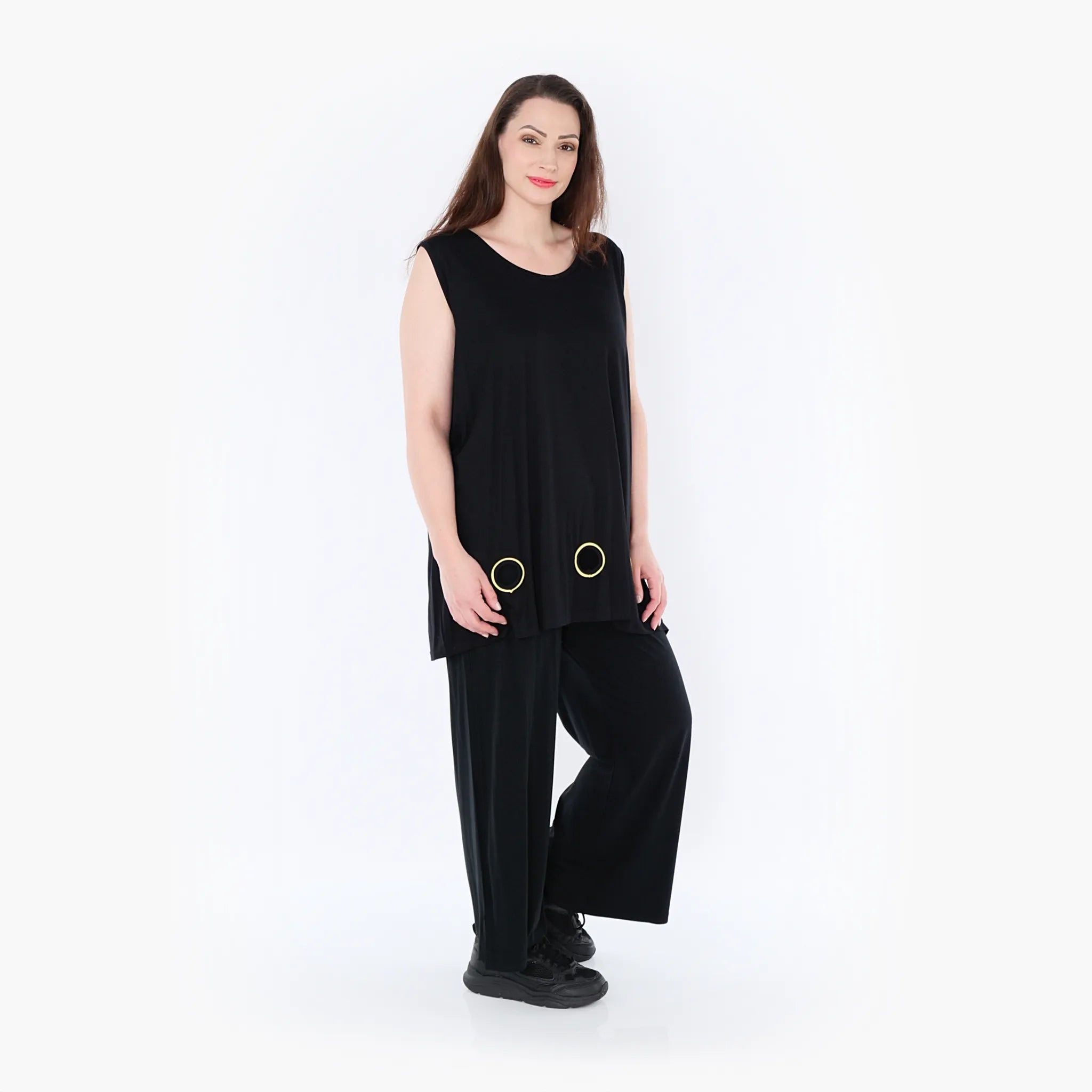  AKH Fashion Top in gerader Form, aus Viskose, 1416.06675, Schwarz/Gelb, Schick, Modern