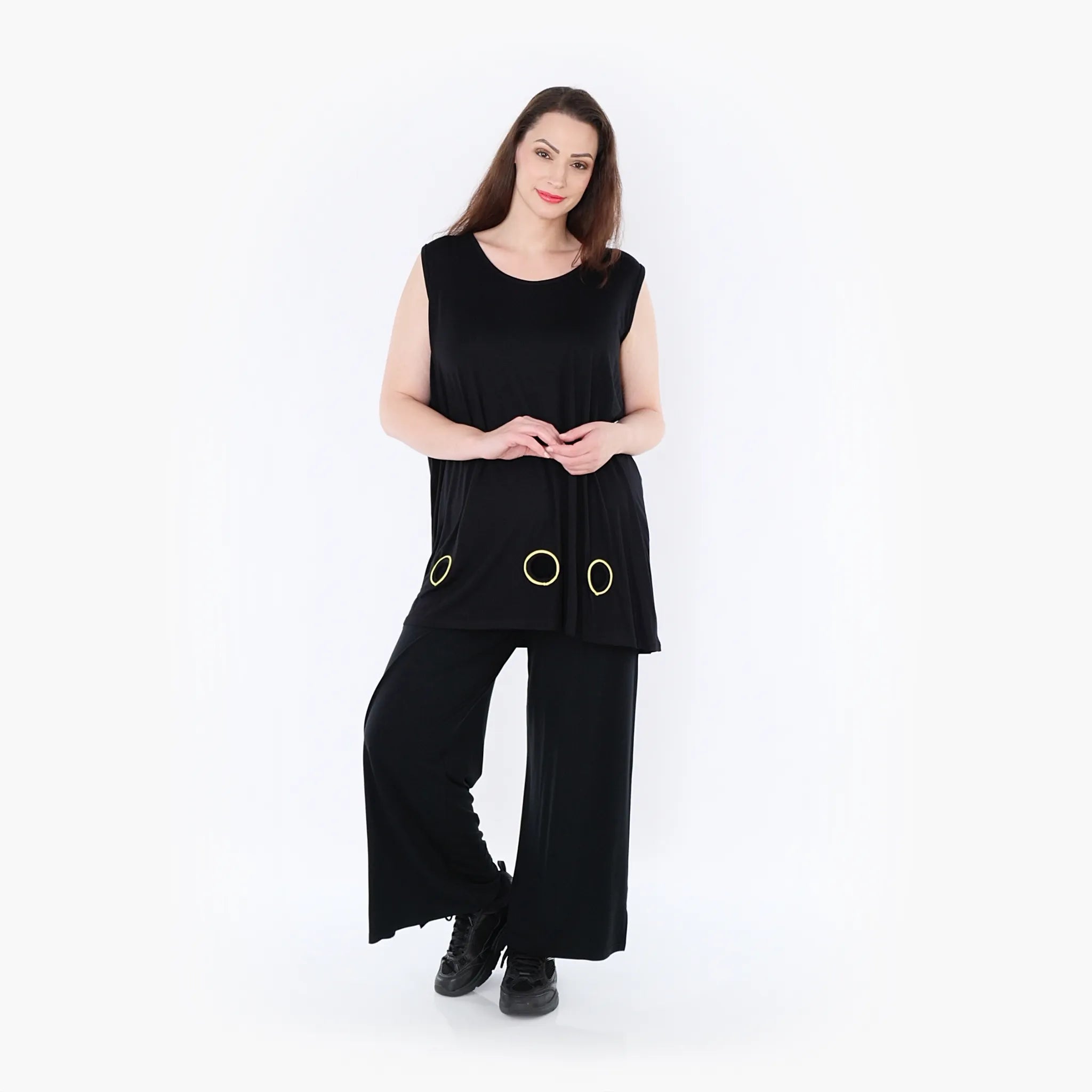  AKH Fashion Top in gerader Form, aus Viskose, 1416.06675, Schwarz/Gelb, Schick, Modern