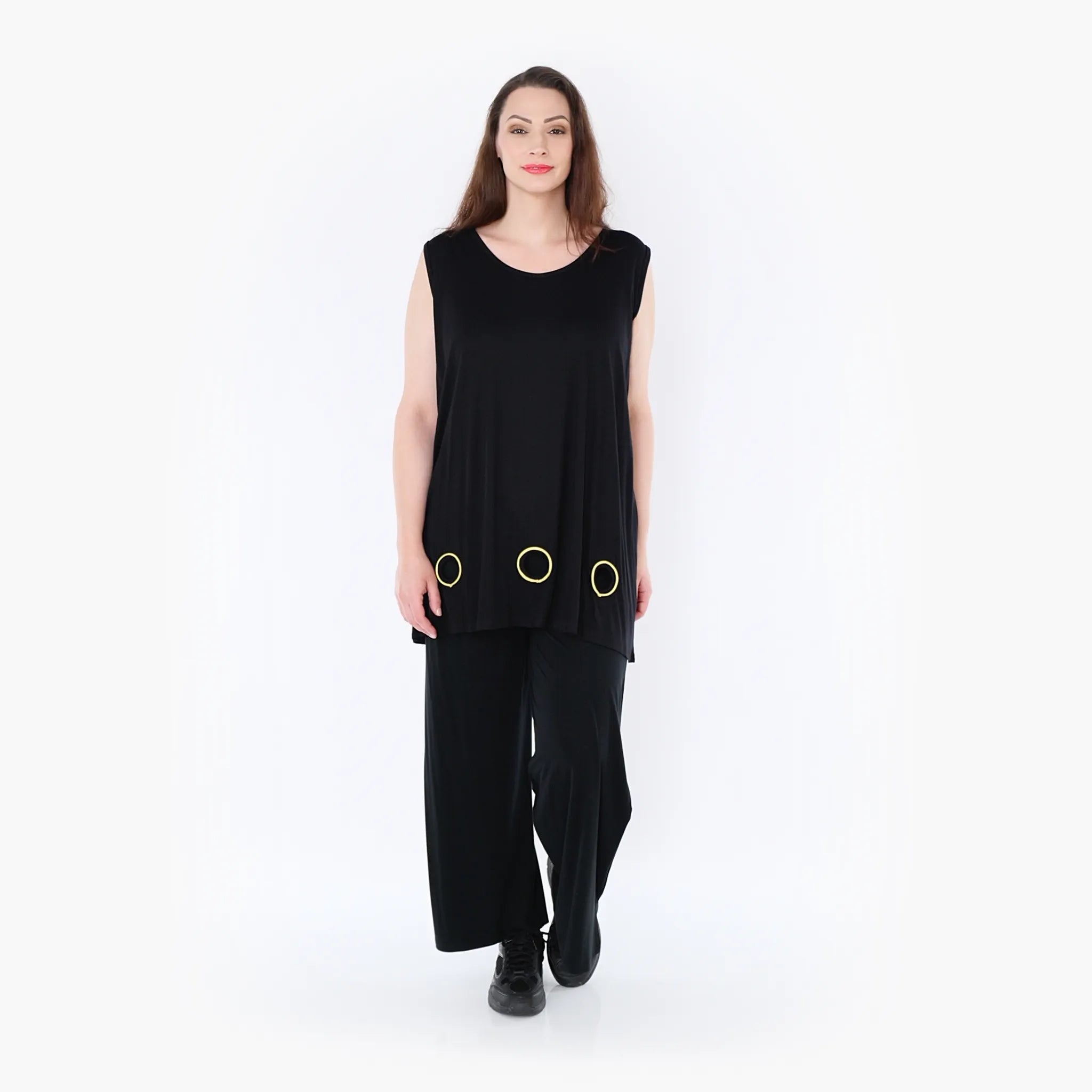  AKH Fashion Top in gerader Form, aus Viskose, 1416.06675, Schwarz/Gelb, Schick, Modern