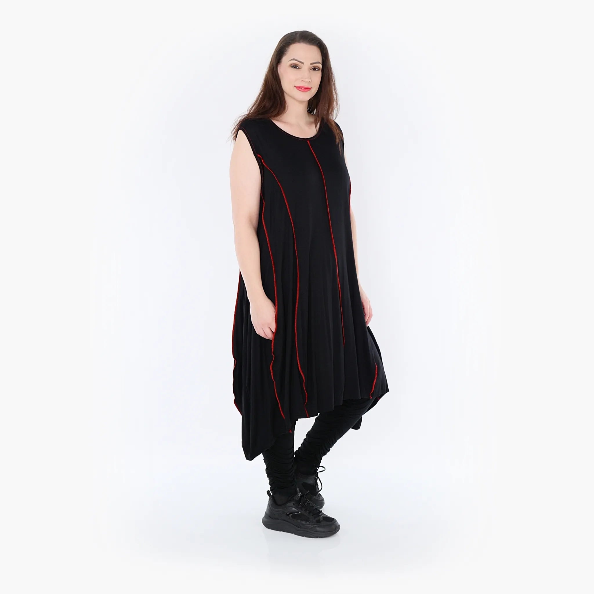  Ballon Tunika von AKH Fashion aus Viskose, 1416.06913, Schwarz/Rot, Schick, Modern, Bequem