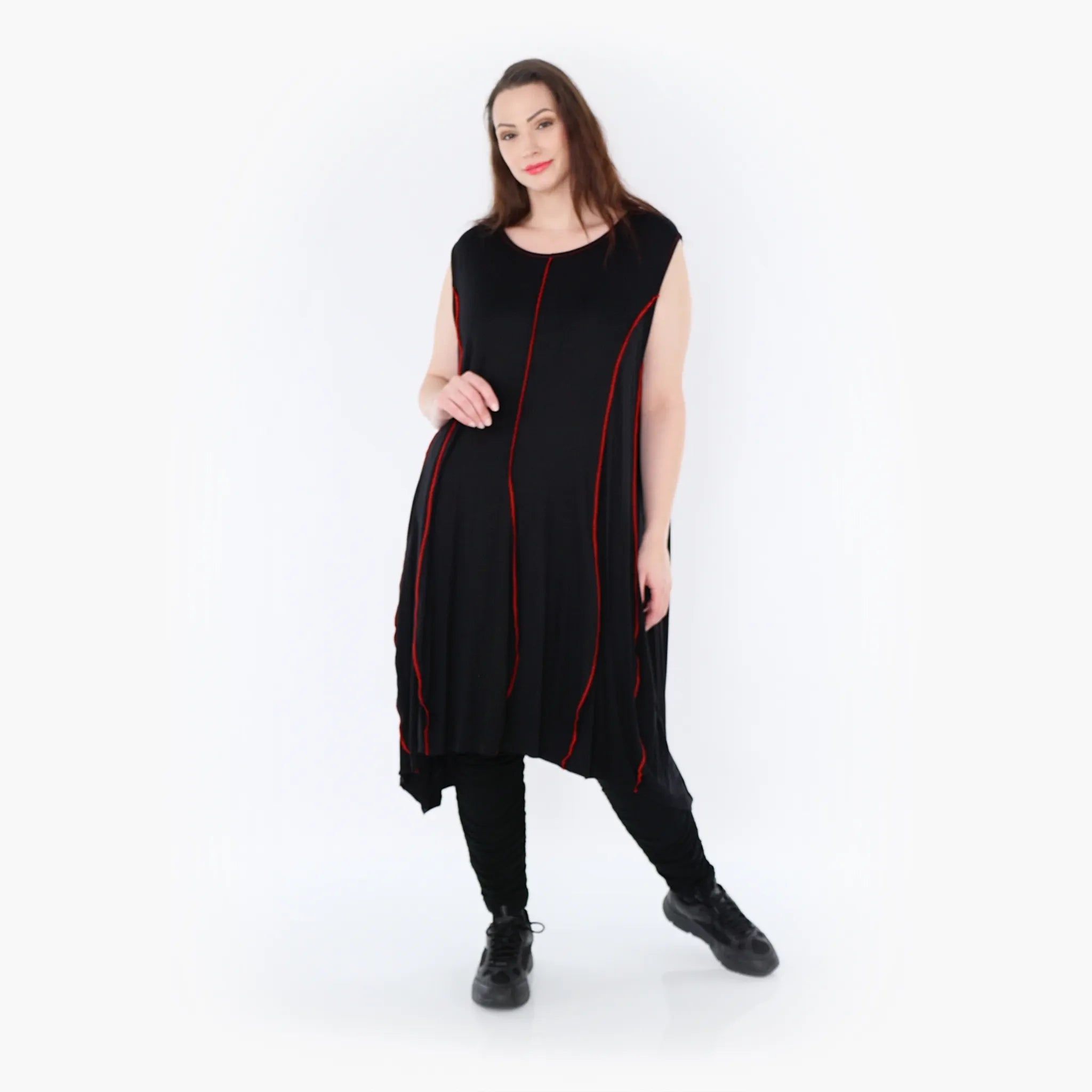  Ballon Tunika von AKH Fashion aus Viskose, 1416.06913, Schwarz/Rot, Schick, Modern, Bequem