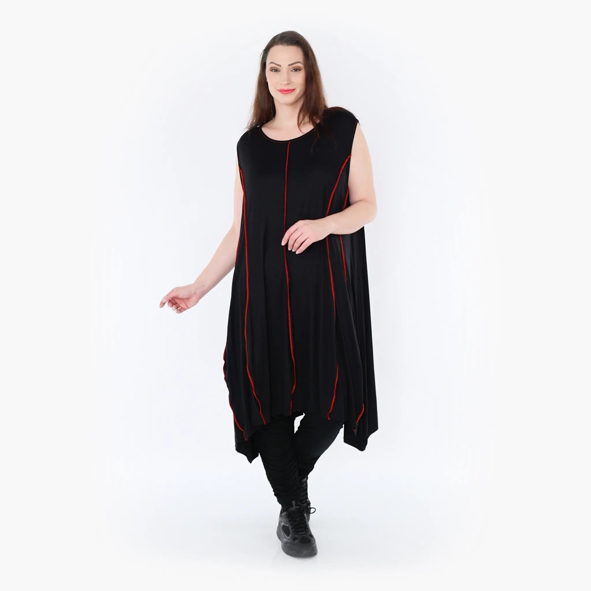  Ballon Tunika von AKH Fashion aus Viskose, 1416.06913, Schwarz/Rot, Schick, Modern, Bequem